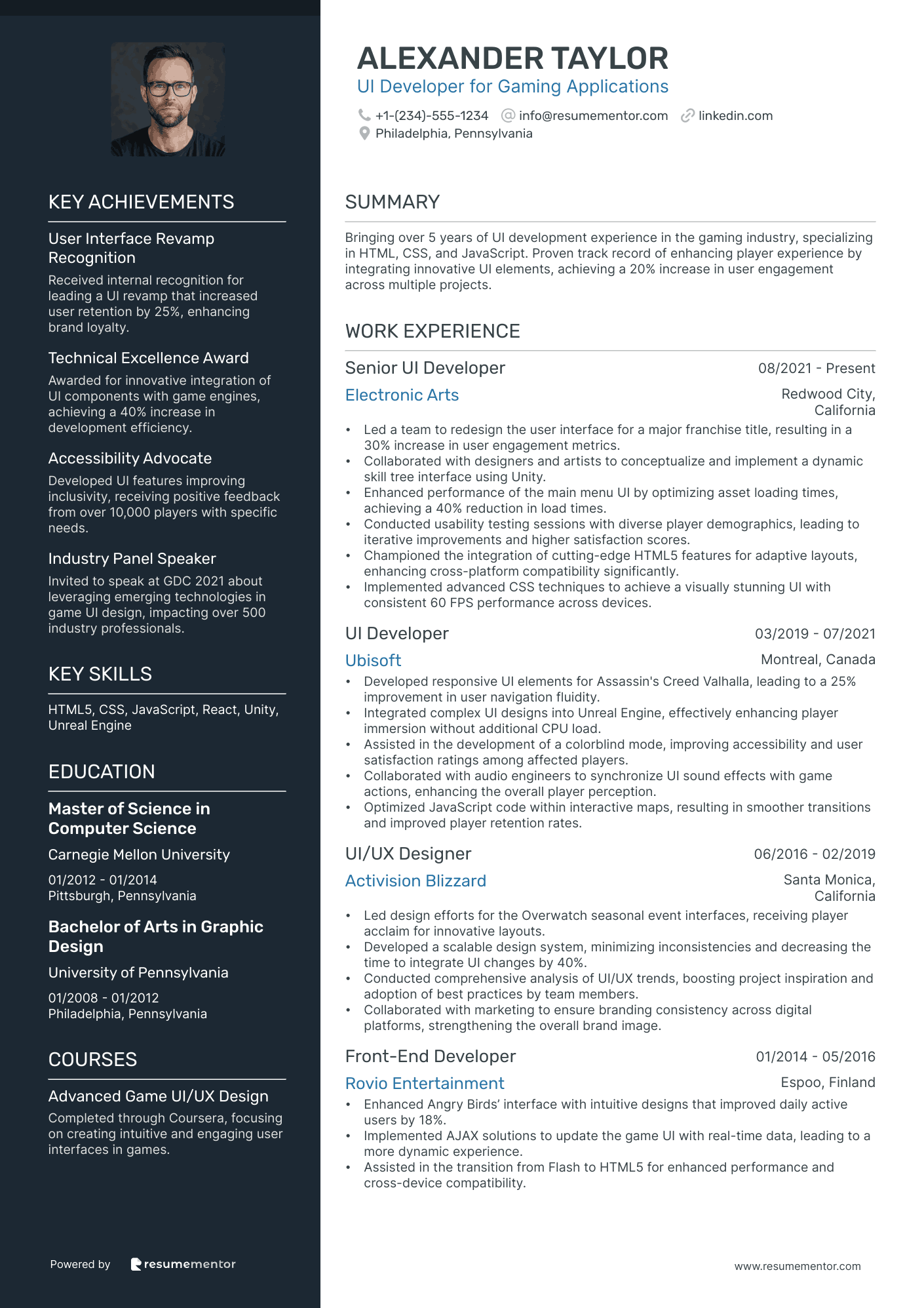 UI Developer for Gaming Applications