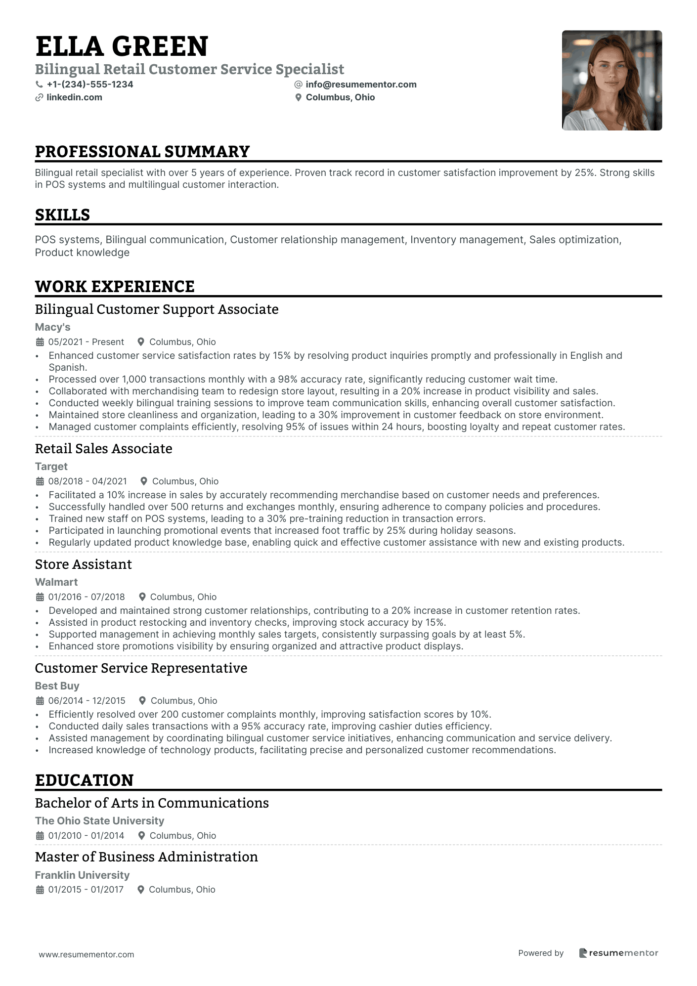 Bilingual Retail Customer Service Specialist