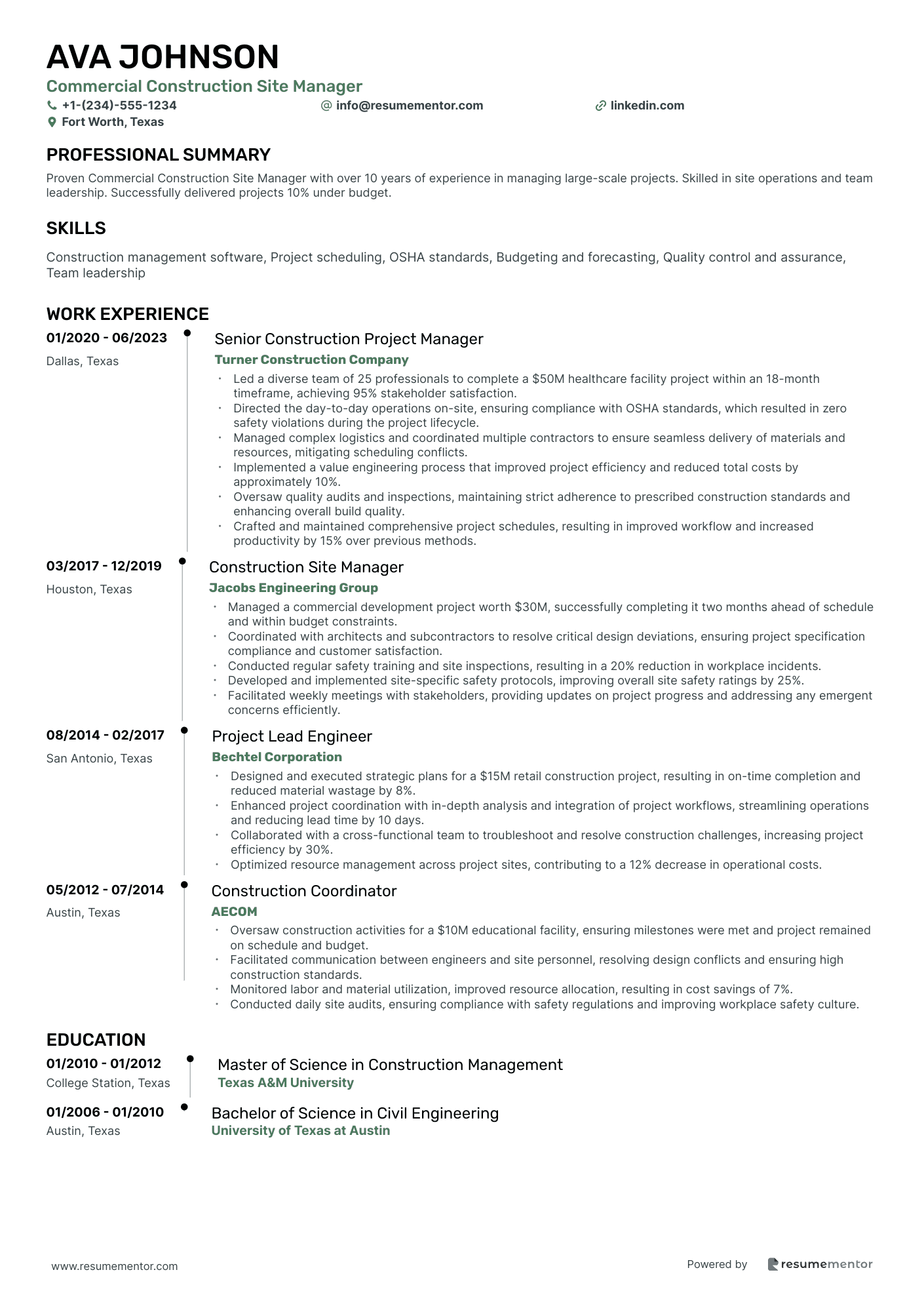 Commercial Construction Site Manager