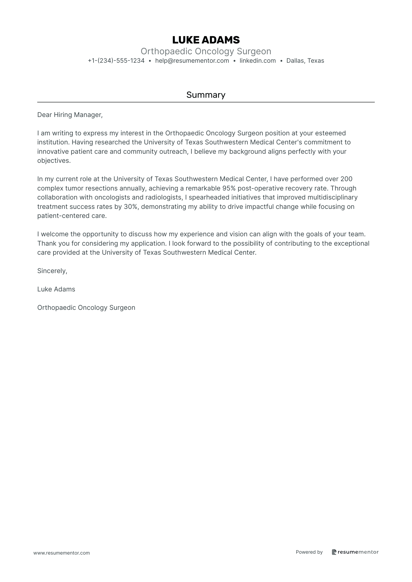 Orthopaedic Oncology Surgeon