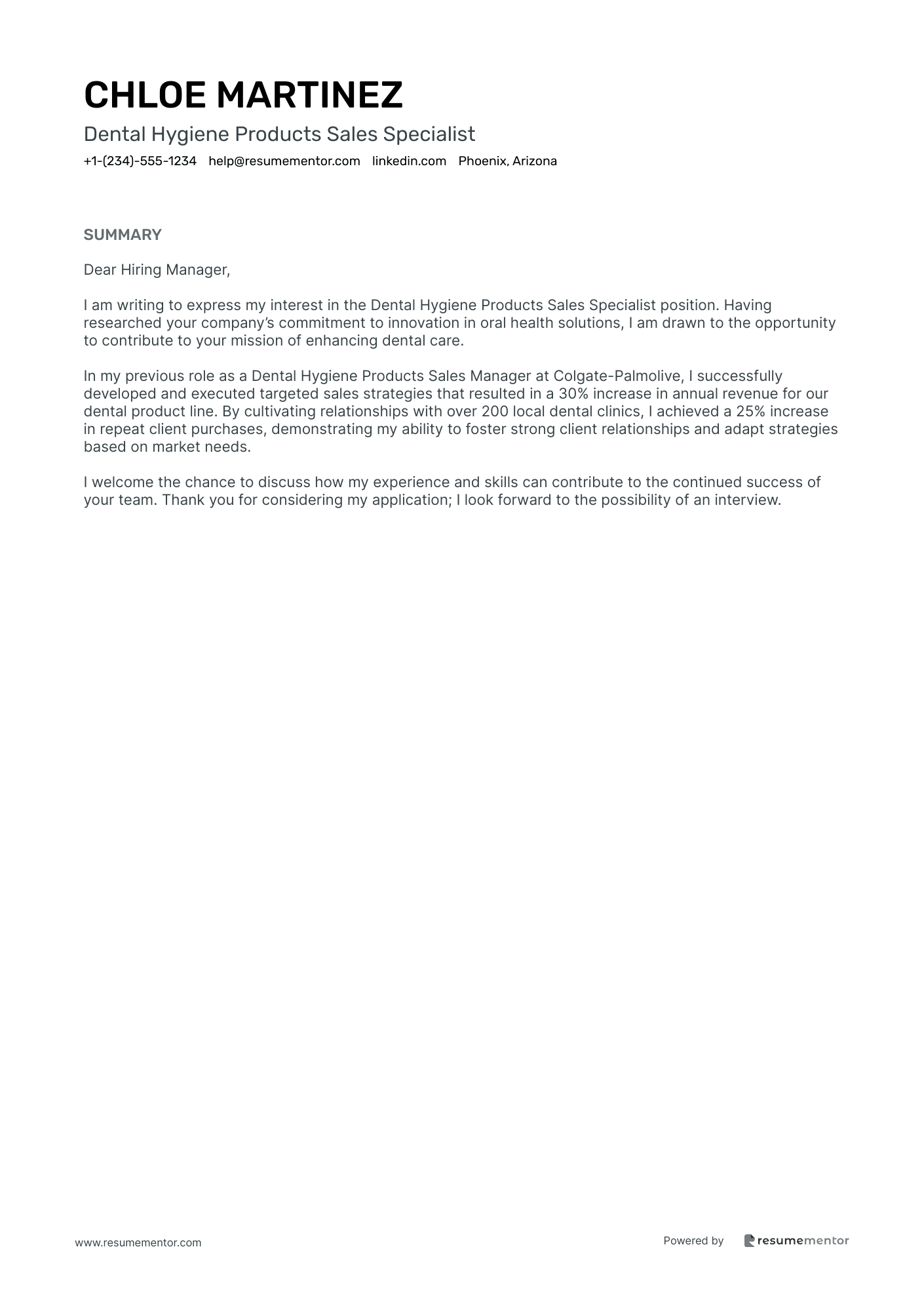 Dental Hygiene Products Sales Specialist