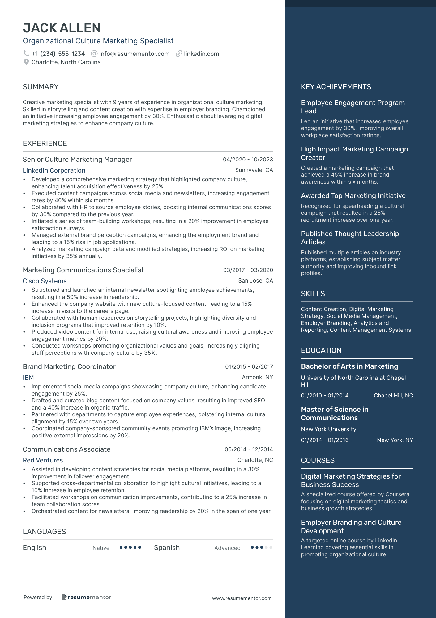 Organizational Culture Marketing Specialist