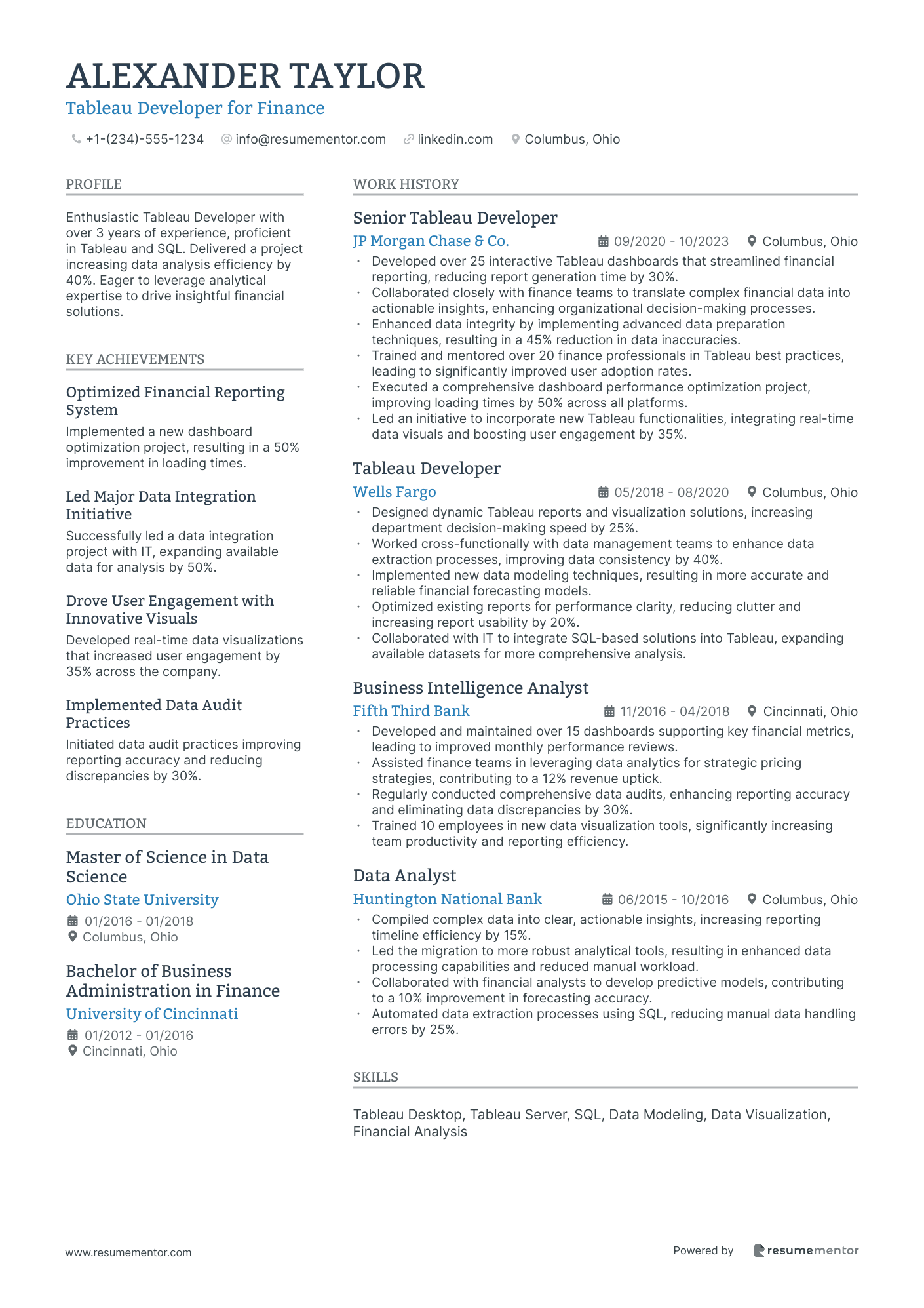 Tableau Developer for Finance