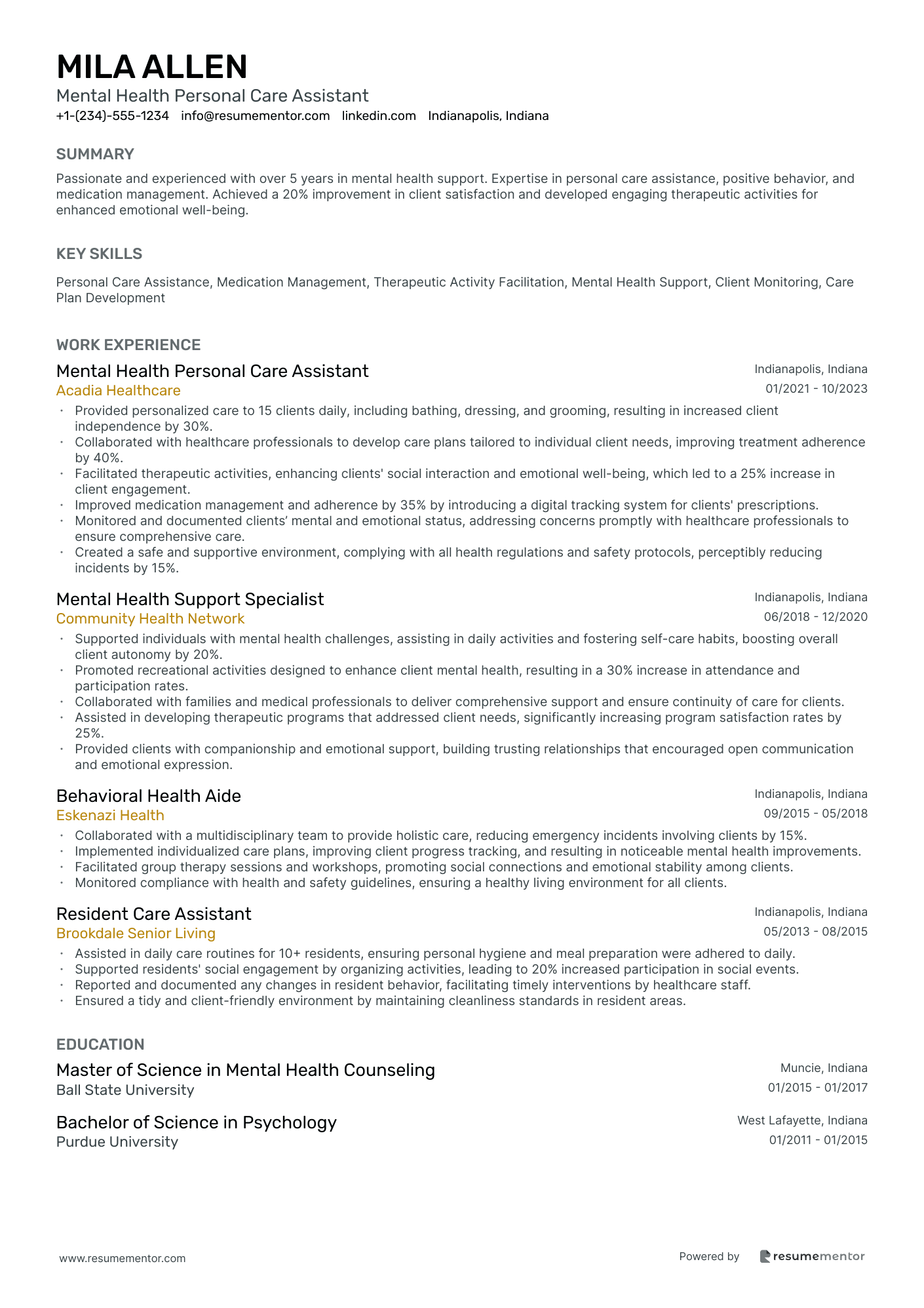 Mental Health Personal Care Assistant