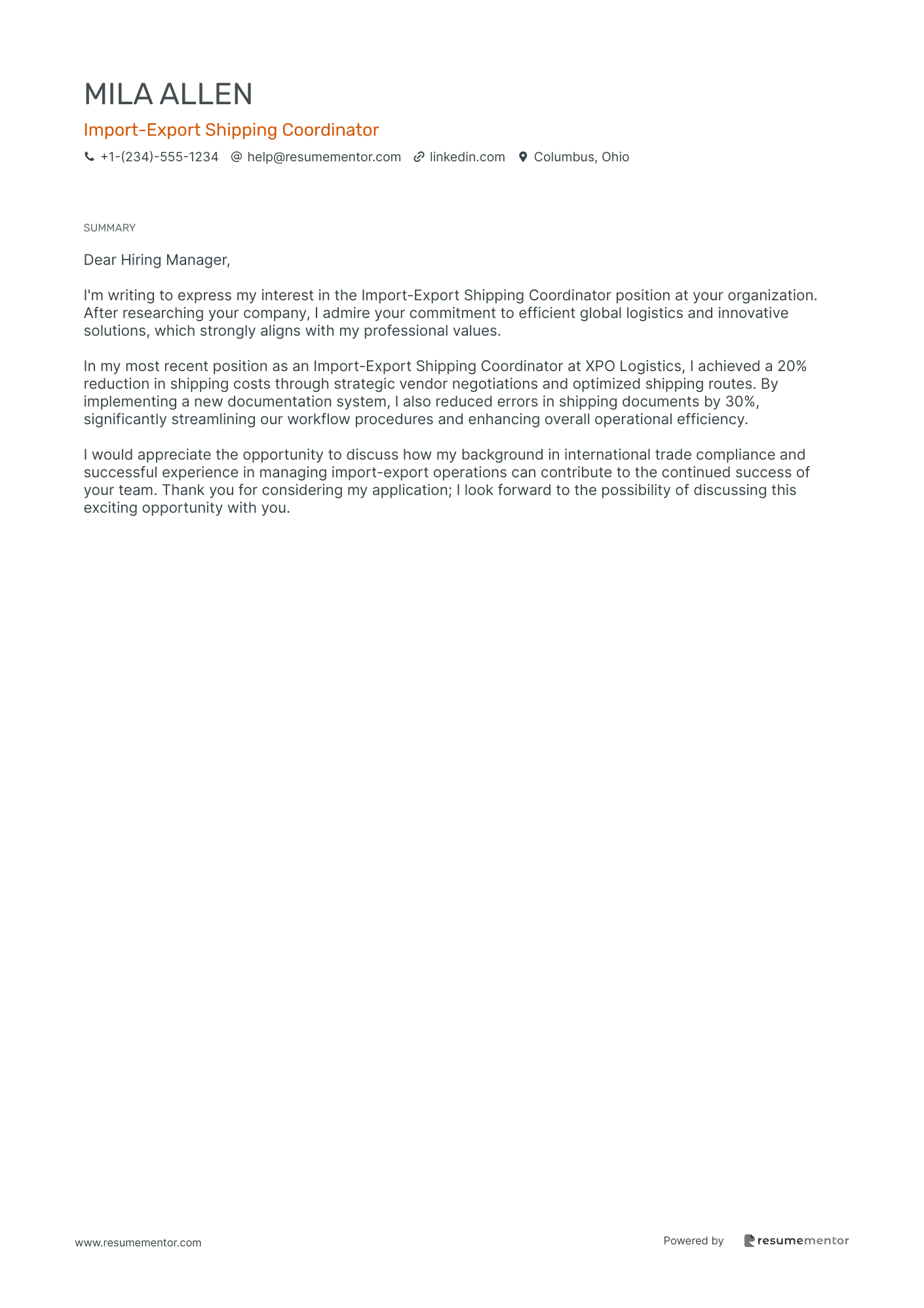 Import Export Shipping Coordinator