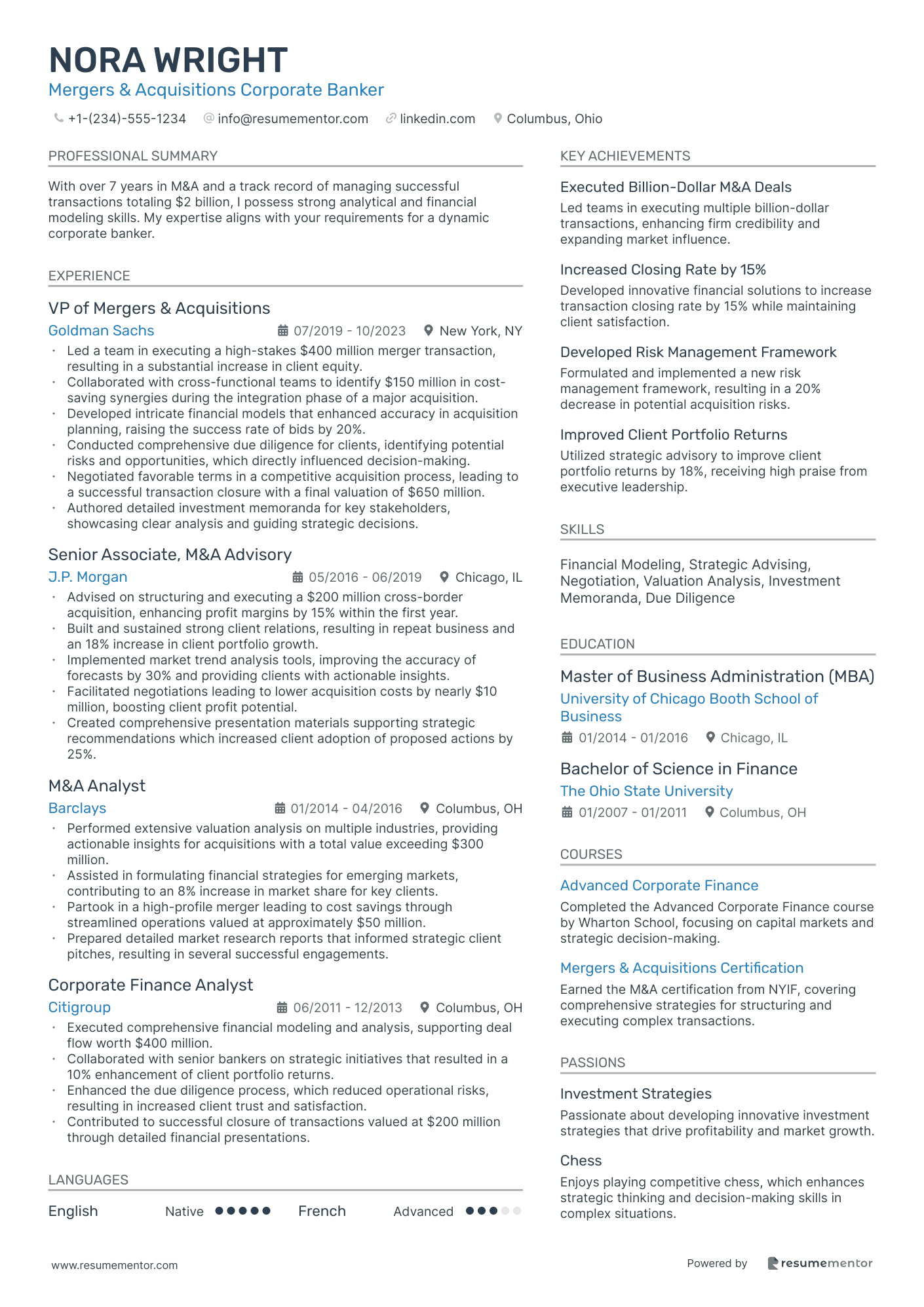 Mergers & Acquisitions Corporate Banker