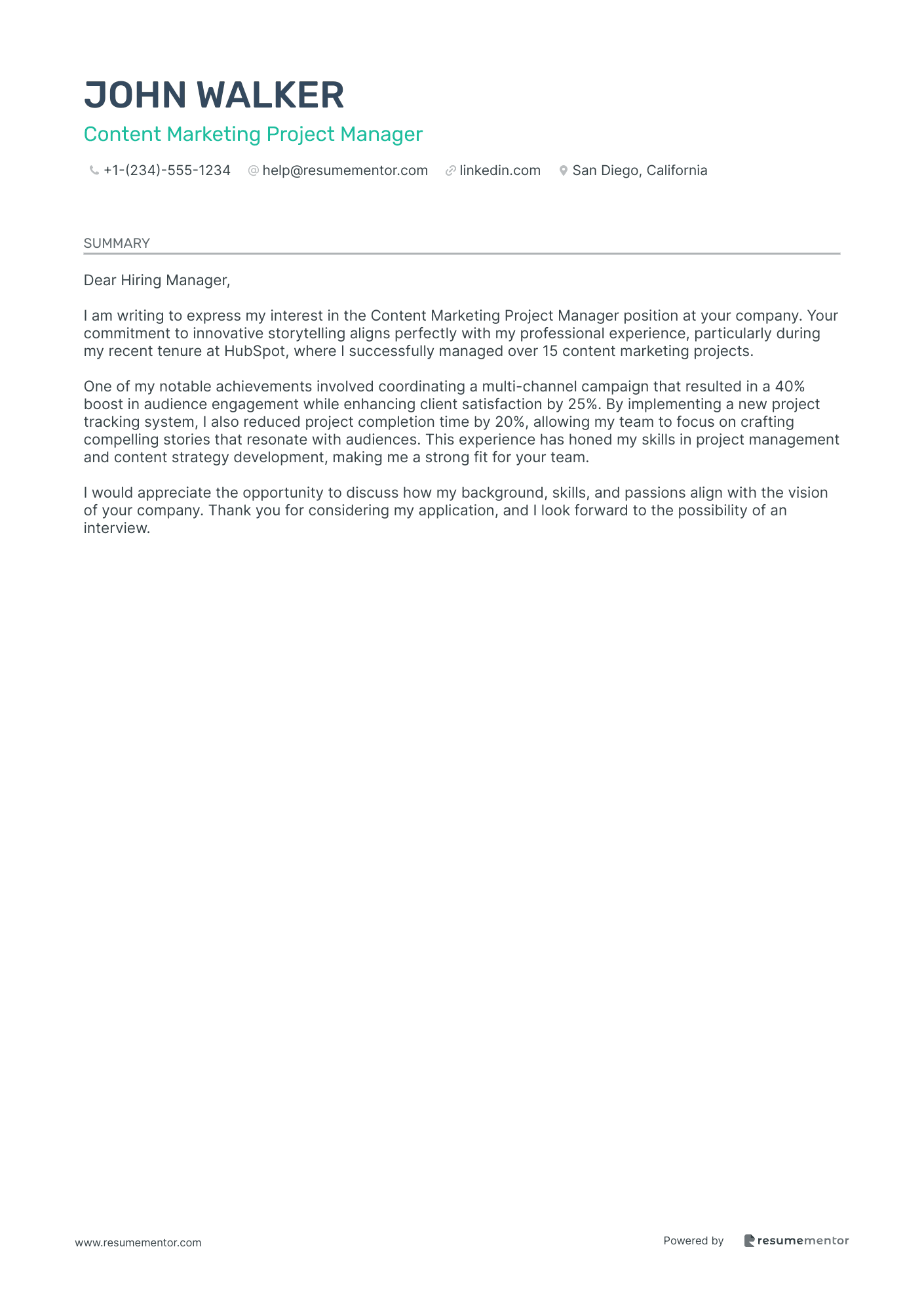 Content Marketing Project Manager