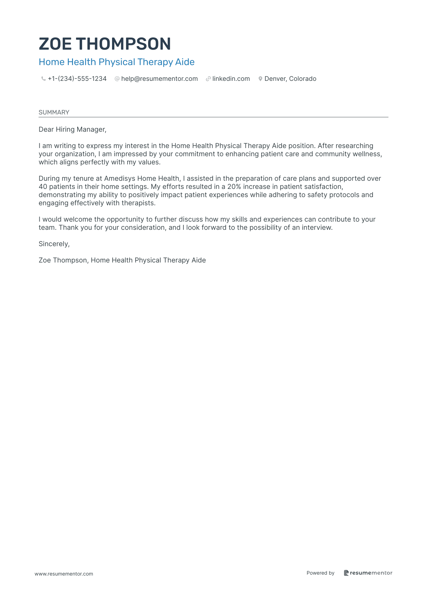 Home Health Physical Therapy Aide