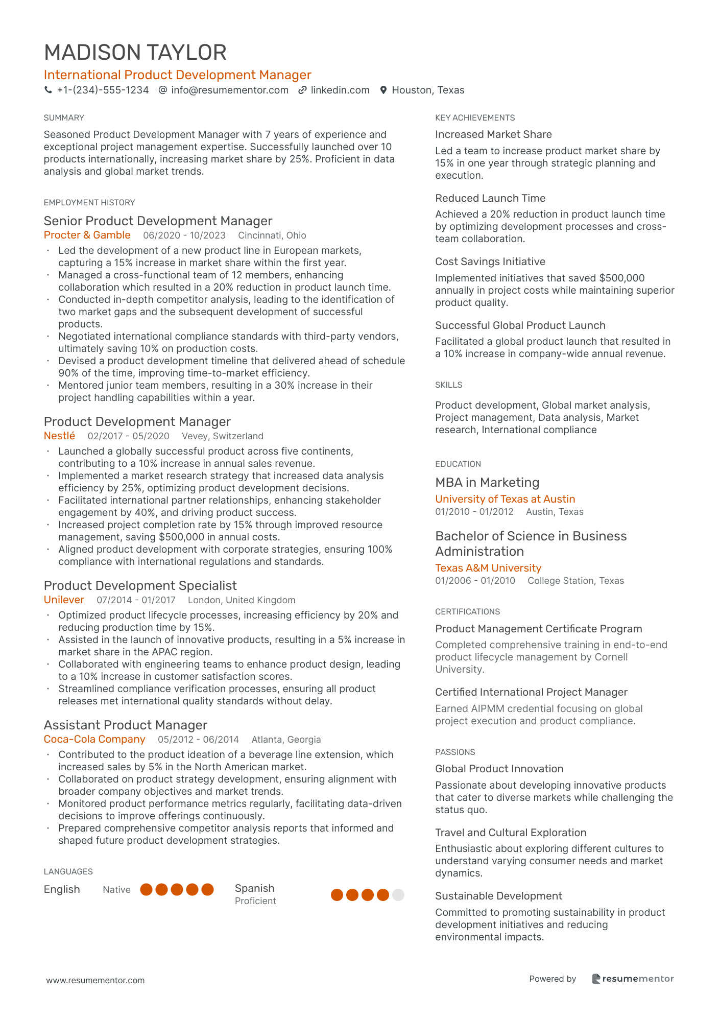 International Product Development Manager