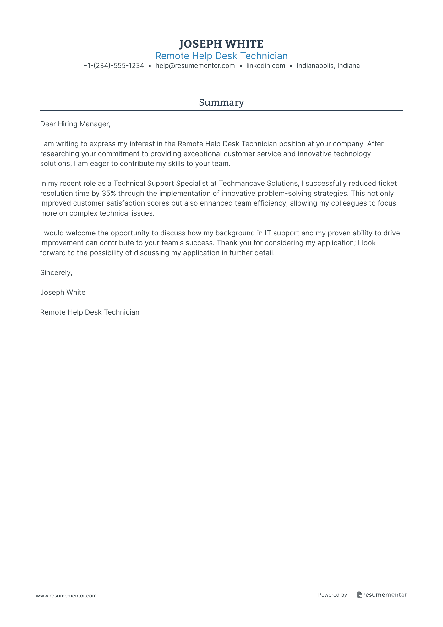 Remote Help Desk Technician