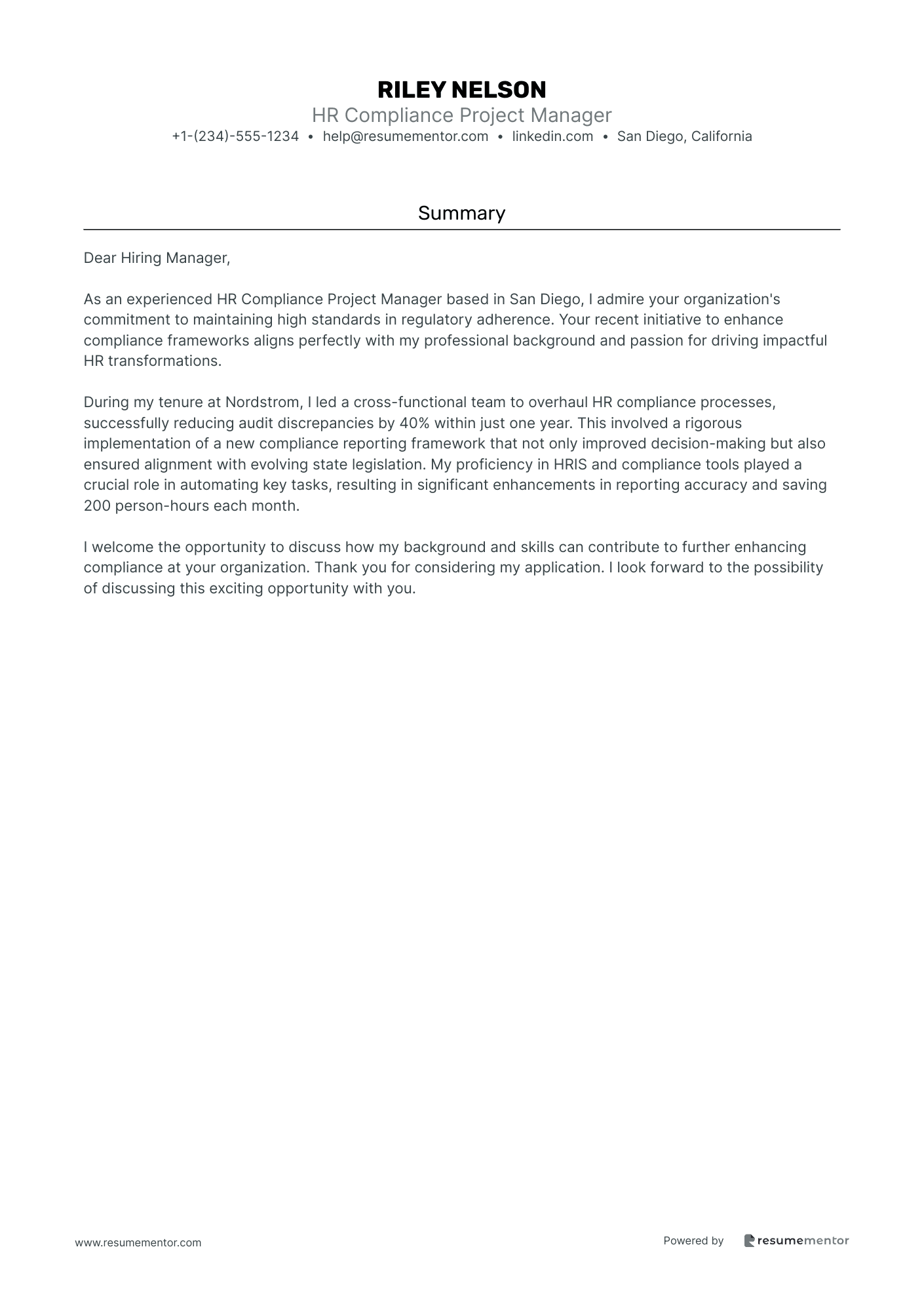 HR Compliance Project Manager