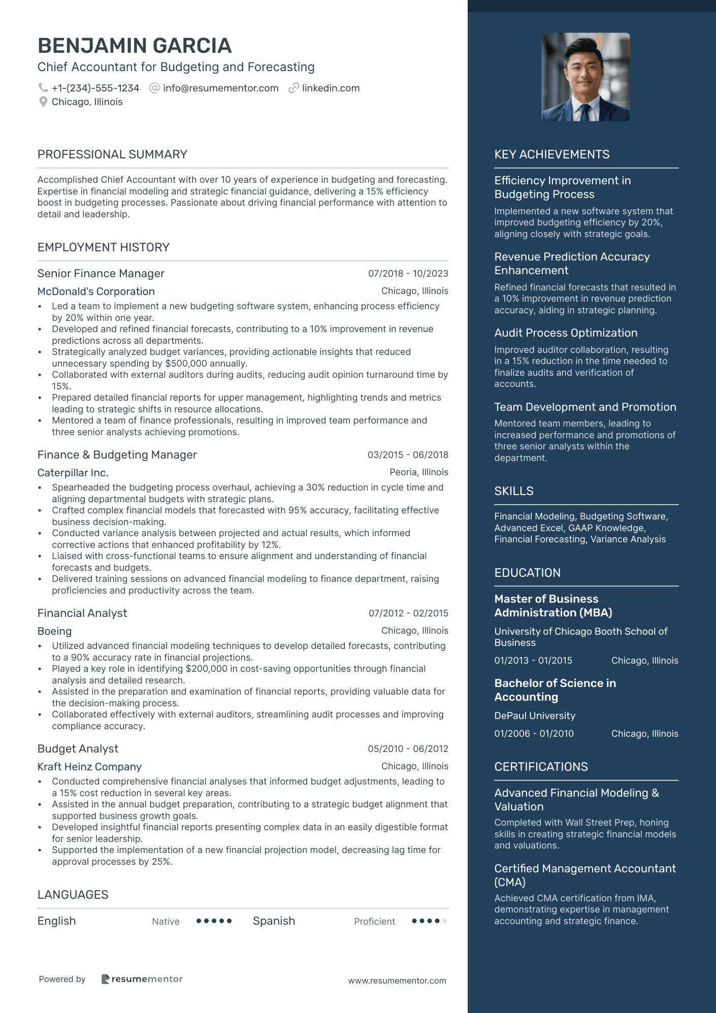 Chief Accountant for Budgeting and Forecasting