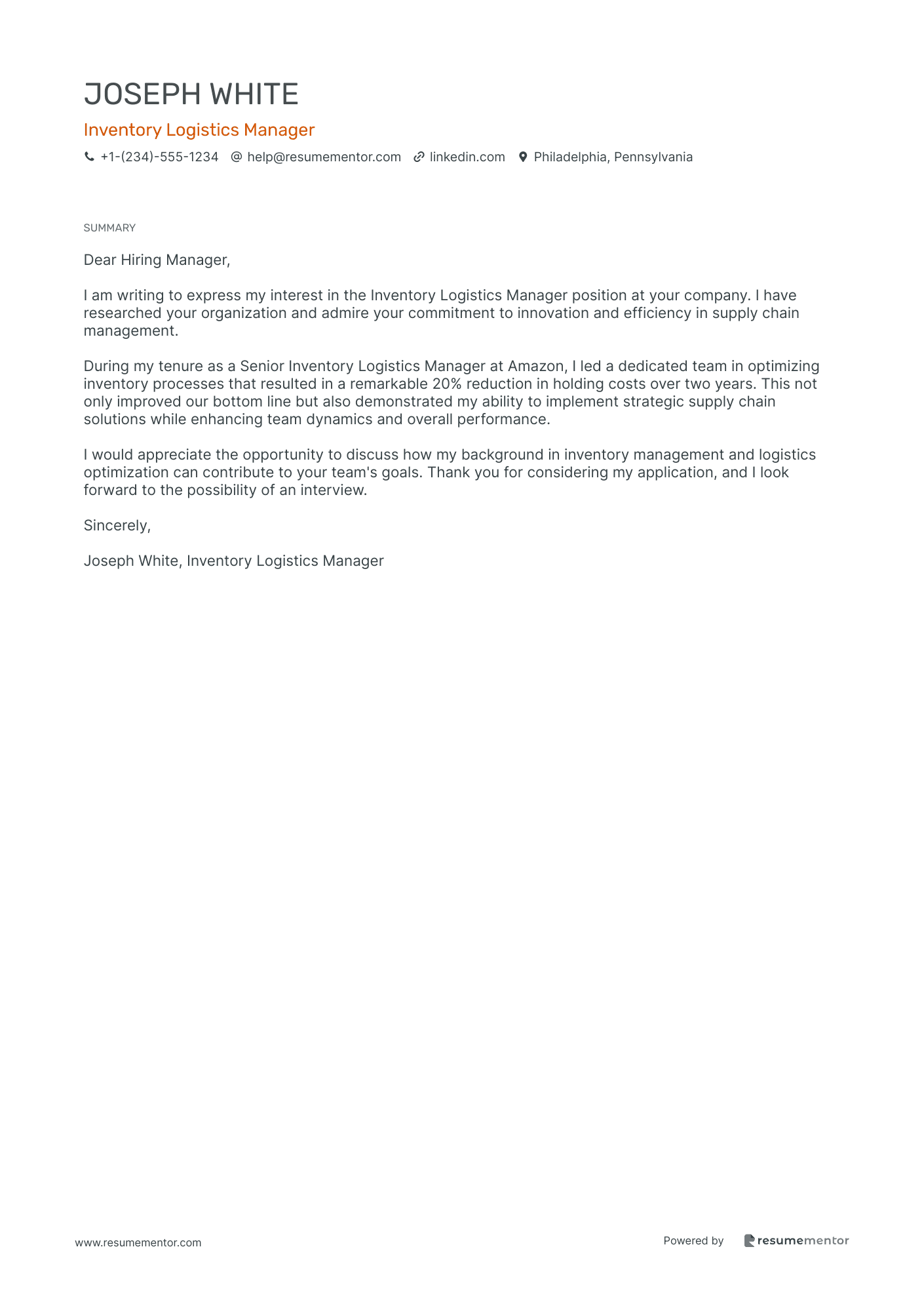 Inventory Logistics Manager