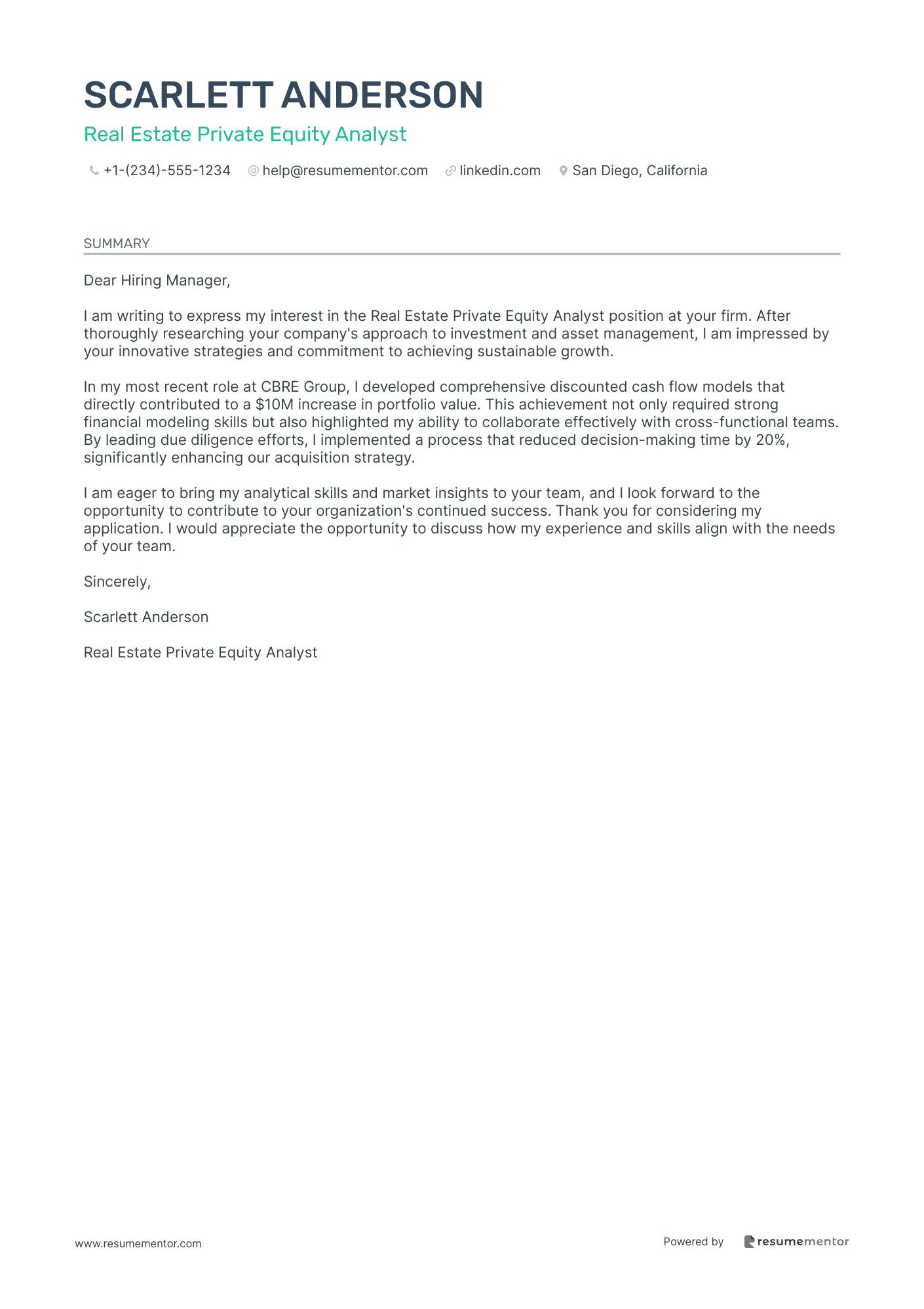 Real Estate Private Equity Analyst