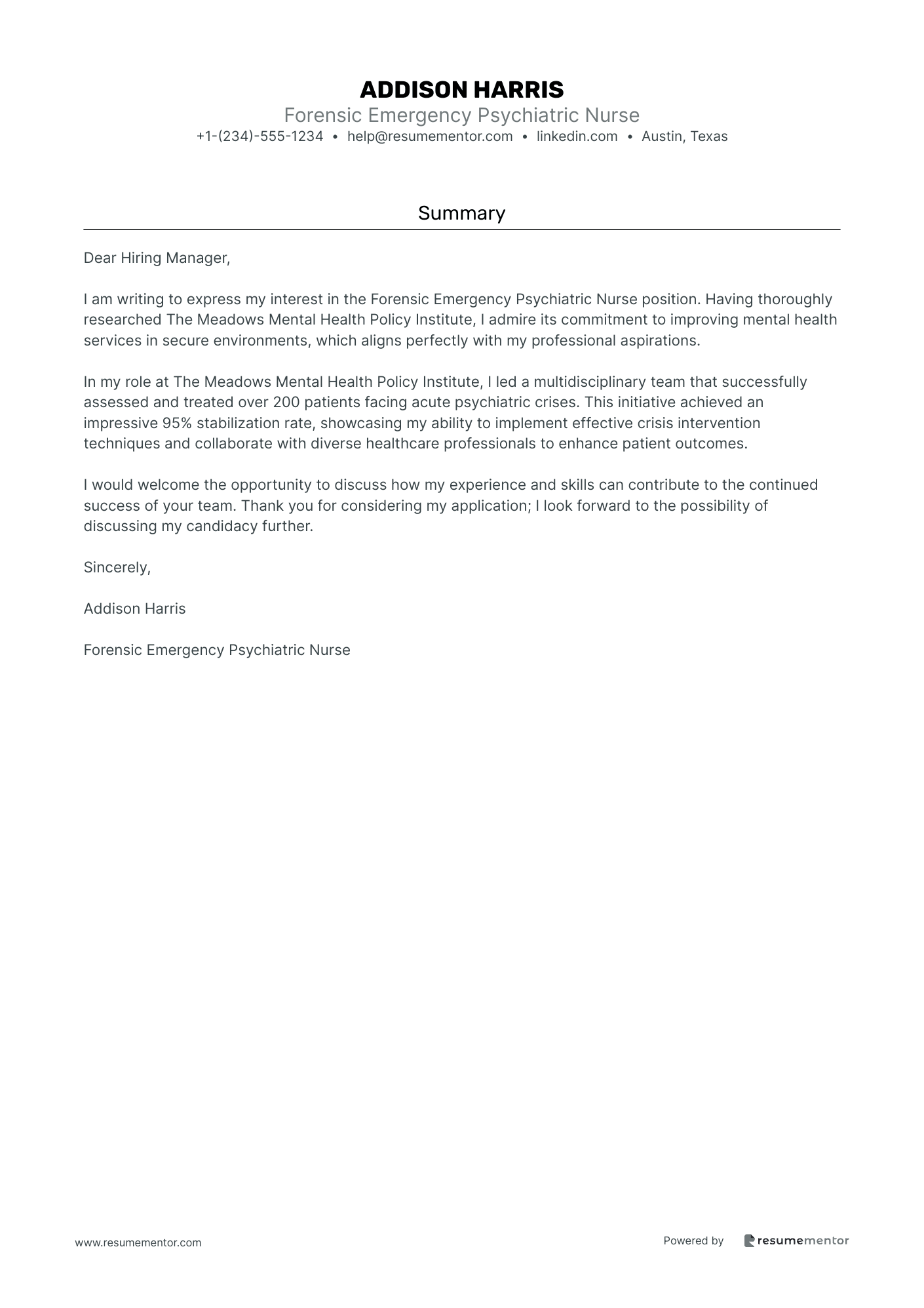 Forensic Emergency Psychiatric Nurse
