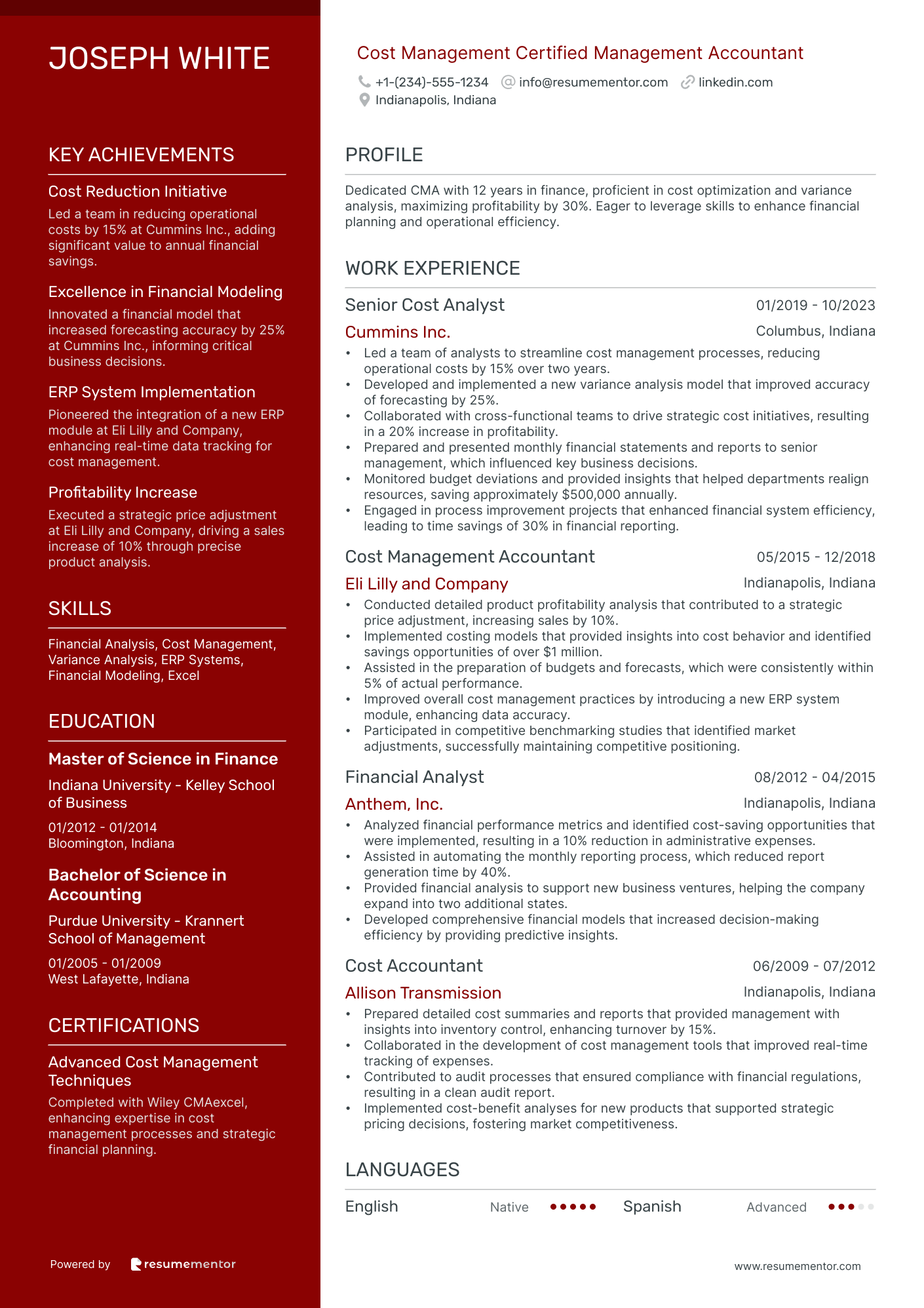 Cost Management Certified Management Accountant