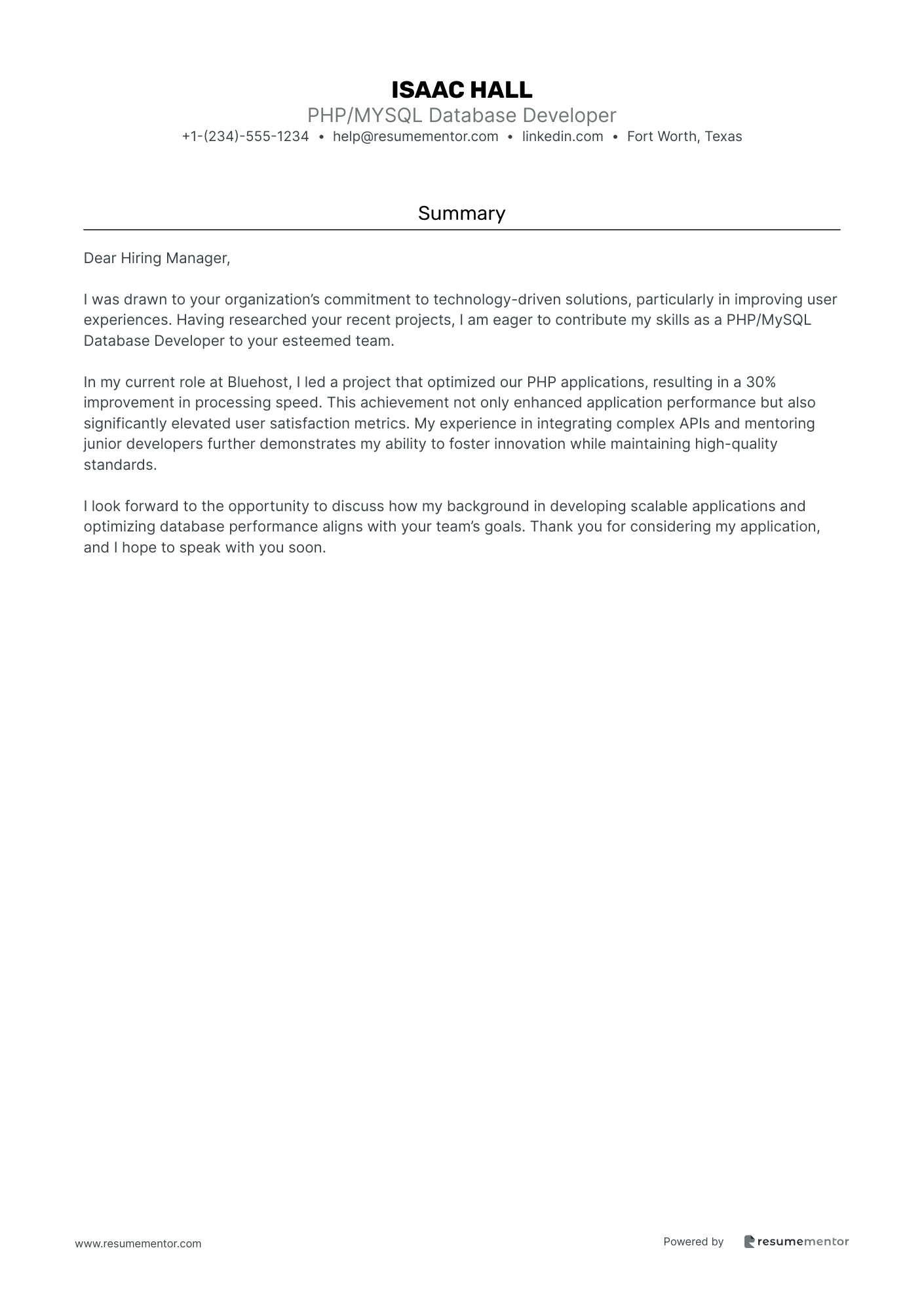 PHP/MYSQL Database Developer