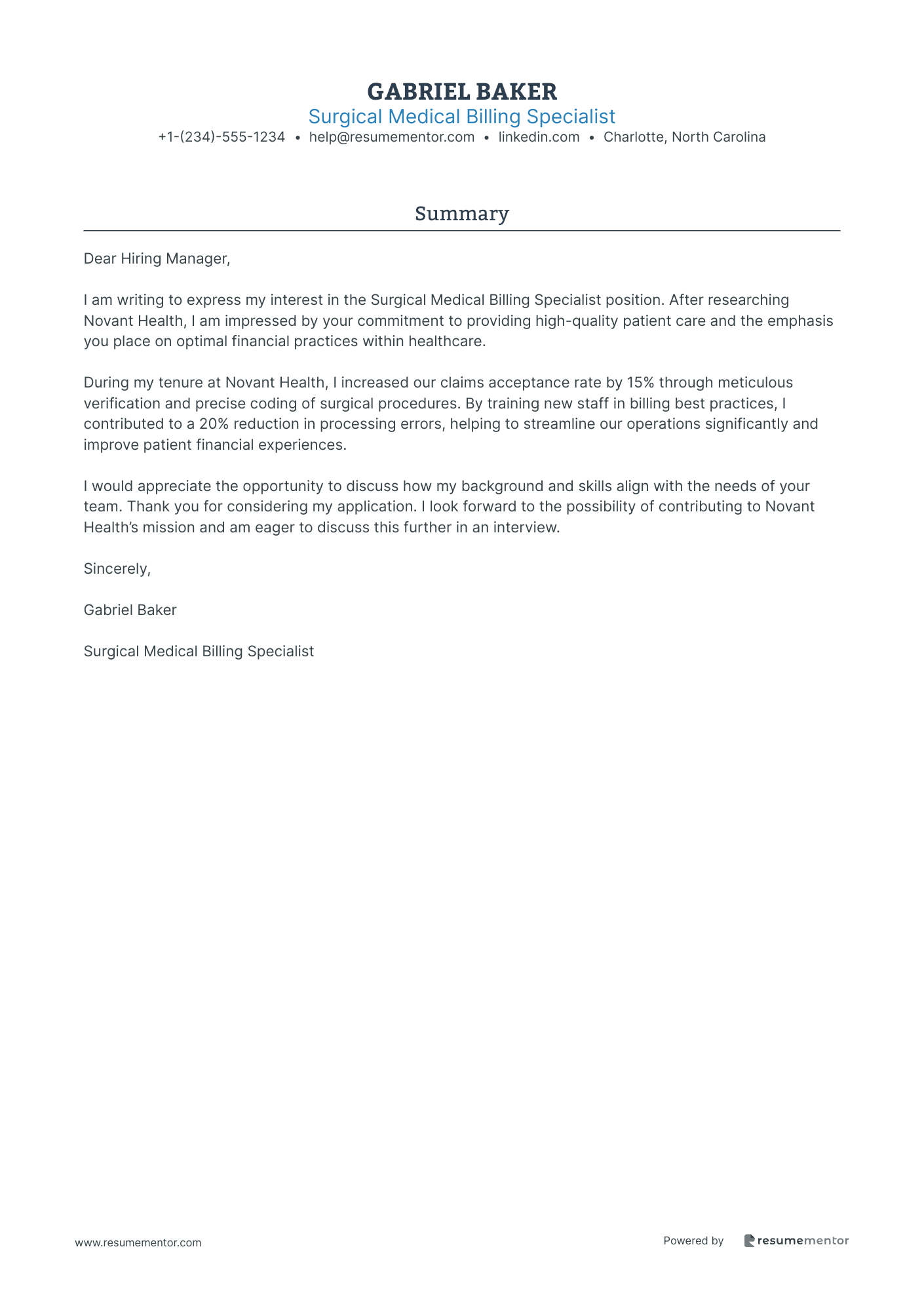 Surgical Medical Billing Specialist