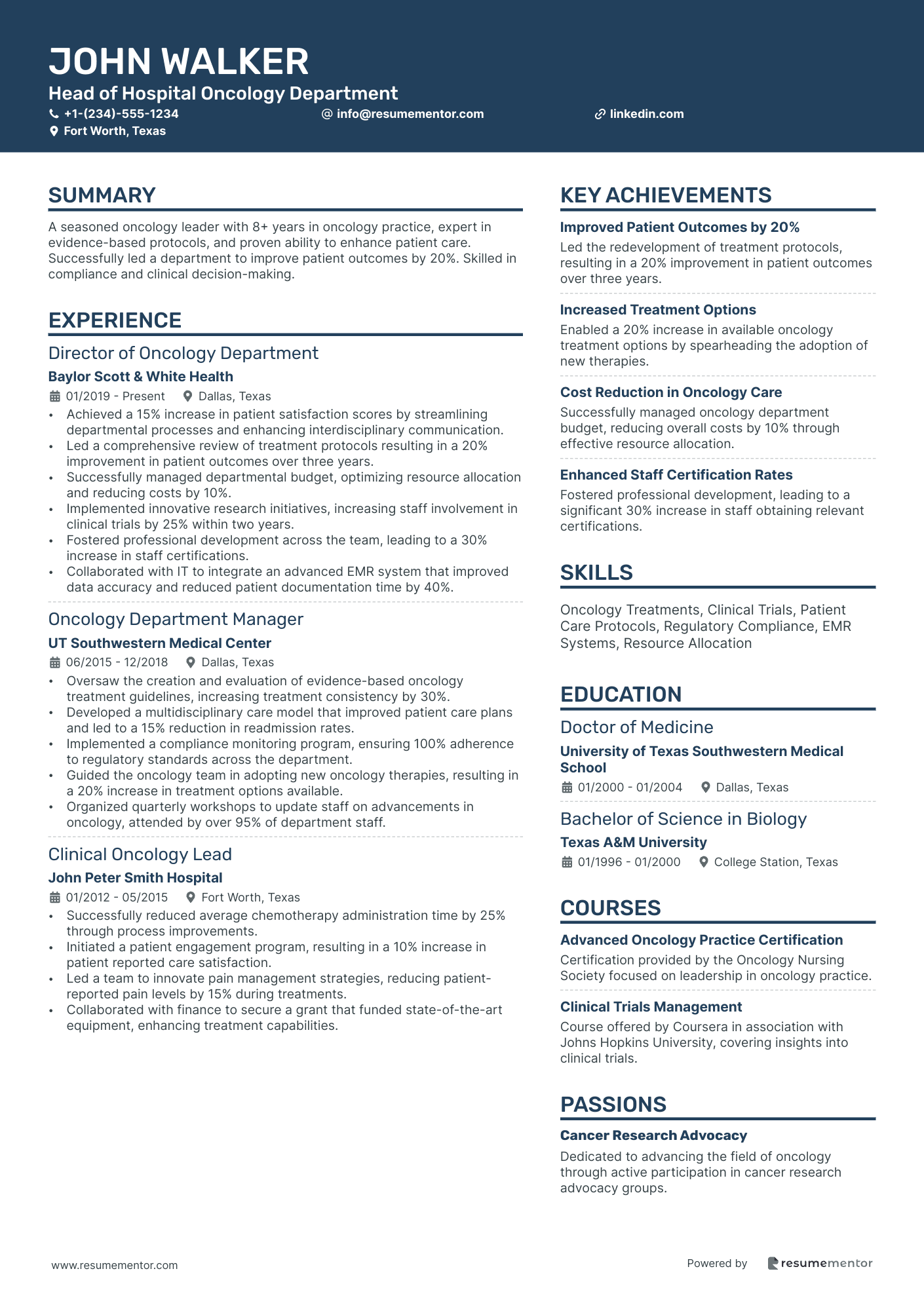 Head of Hospital Oncology Department