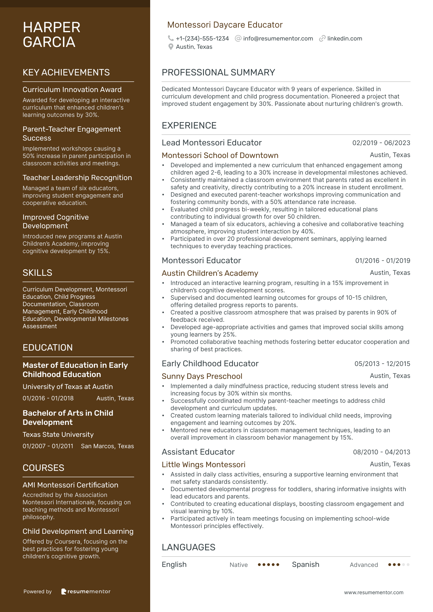 Montessori Daycare Educator