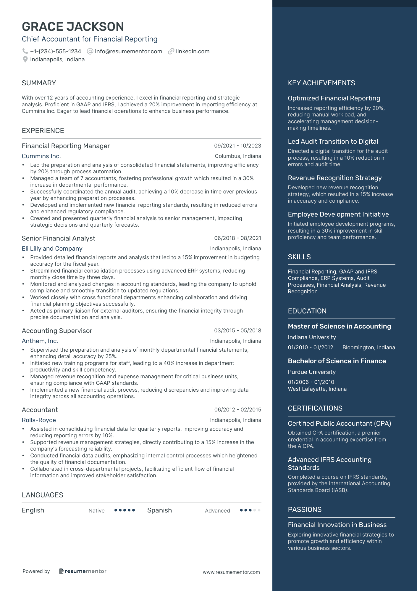 Chief Accountant for Financial Reporting