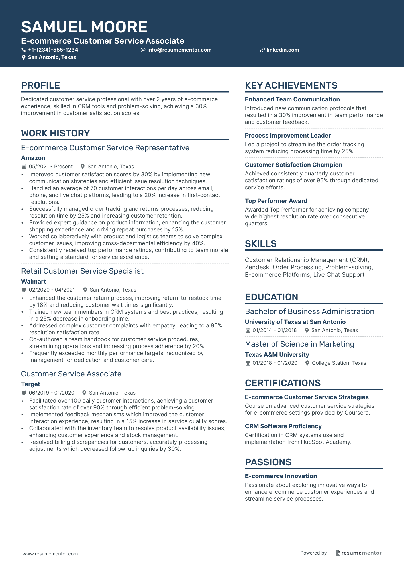 E commerce Customer Service Associate