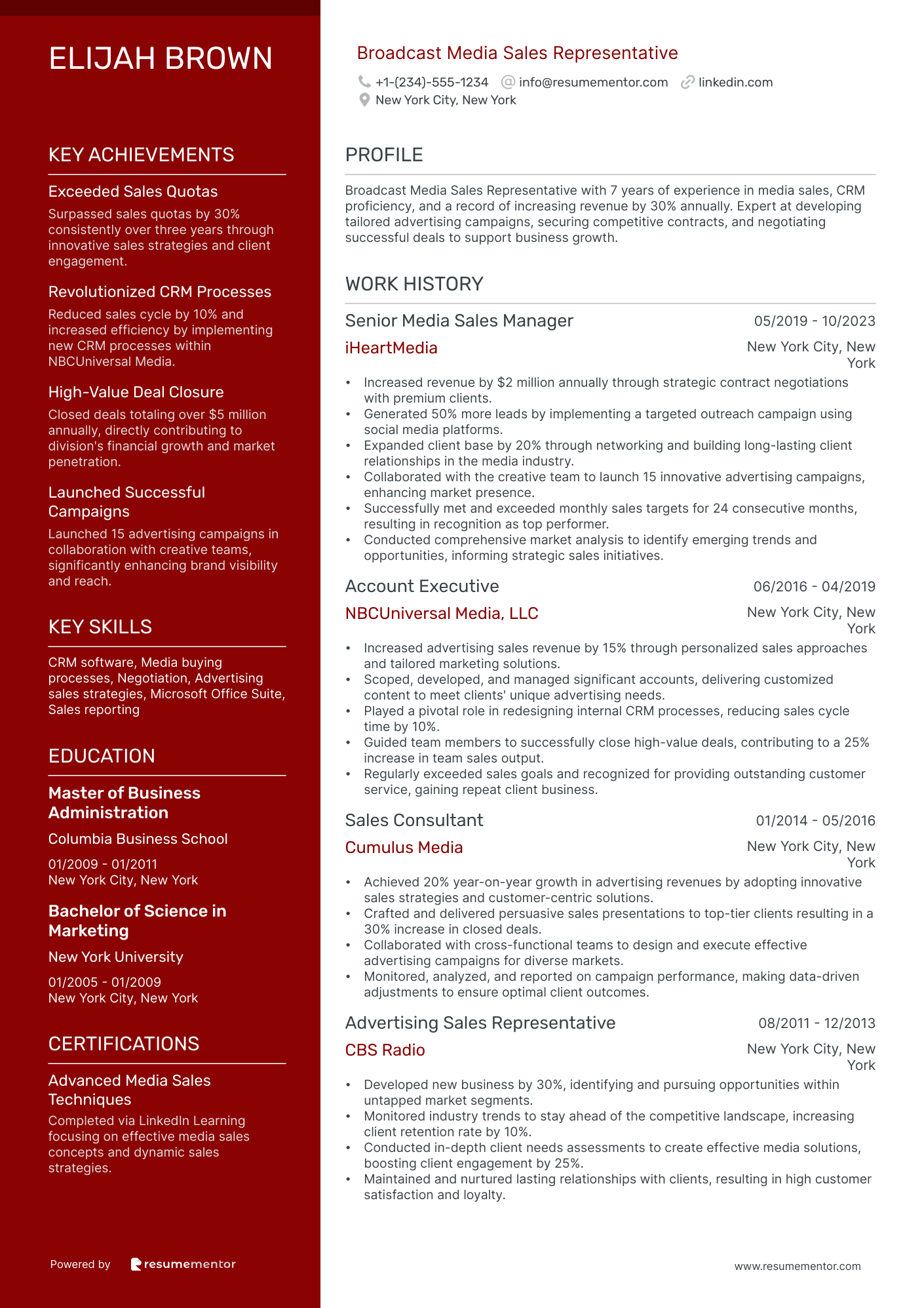 Broadcast Media Sales Representative