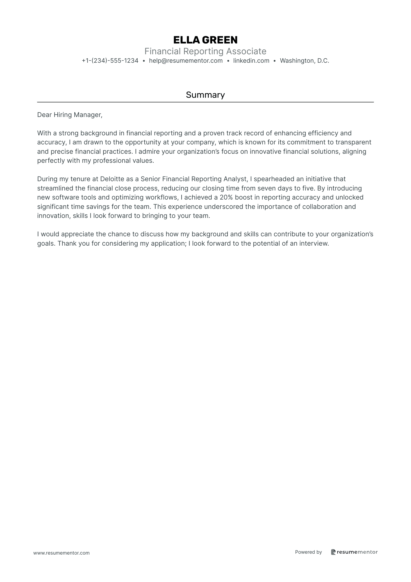 Financial Reporting Associate