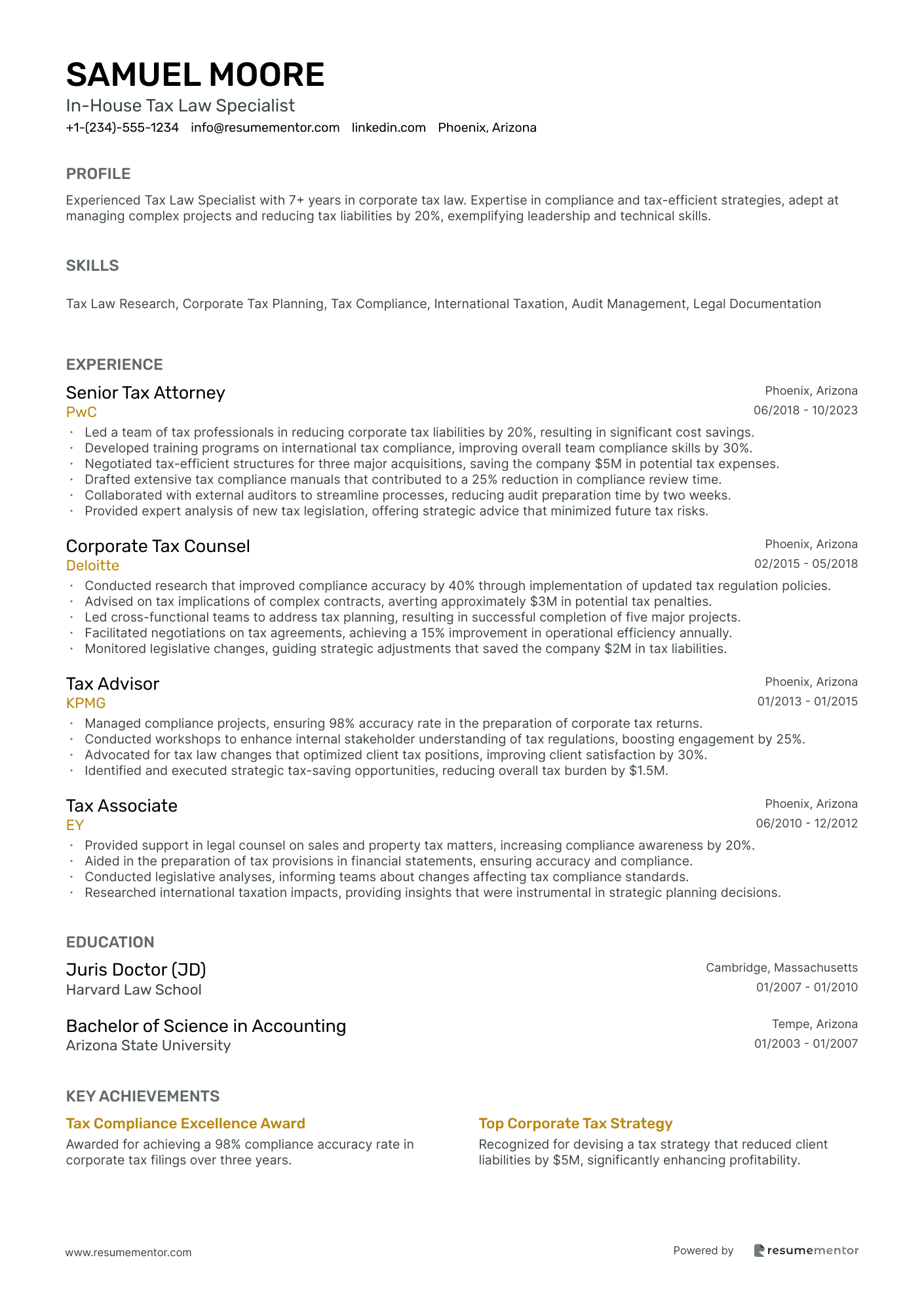 In House Tax Law Specialist