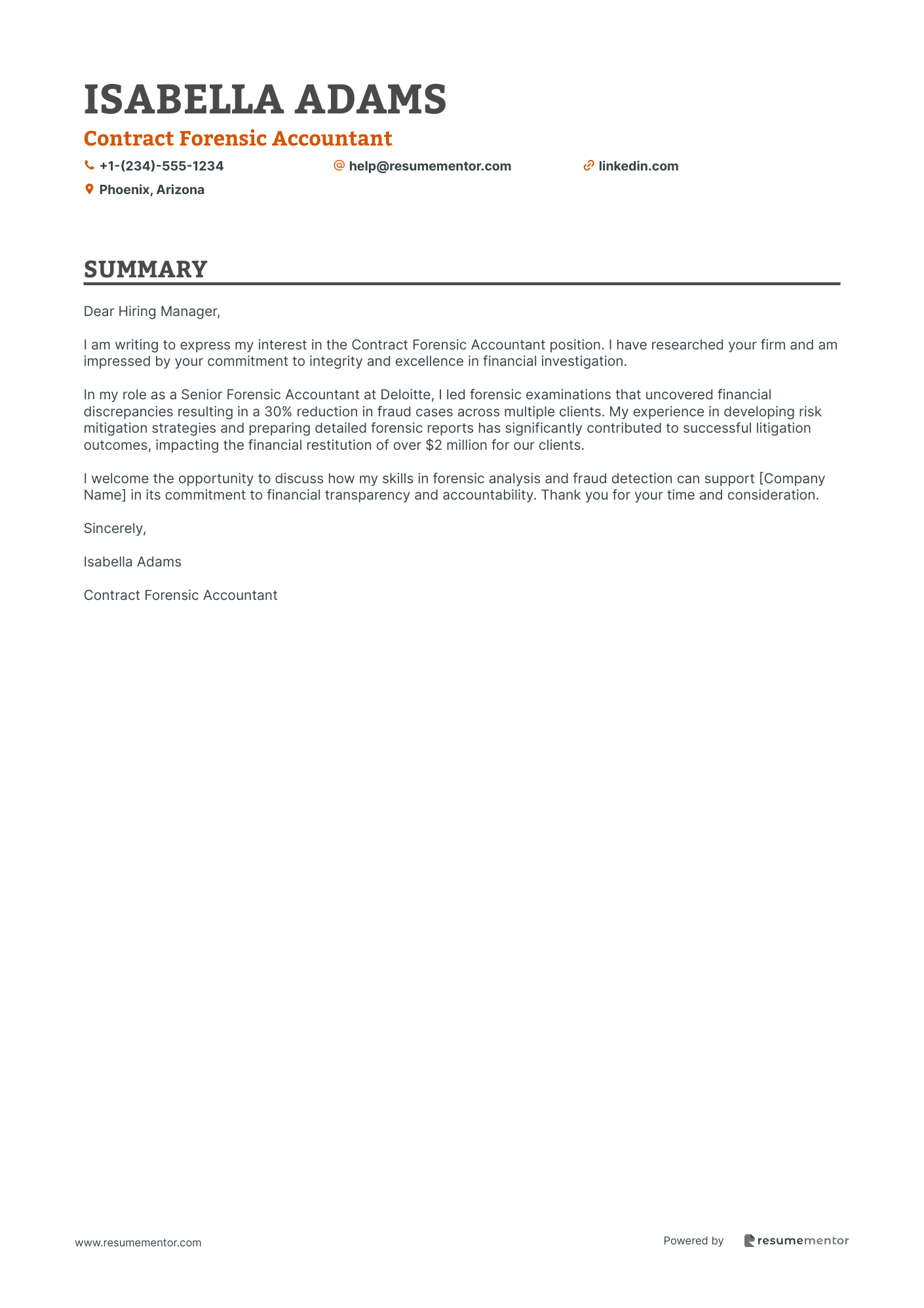 Contract Forensic Accountant