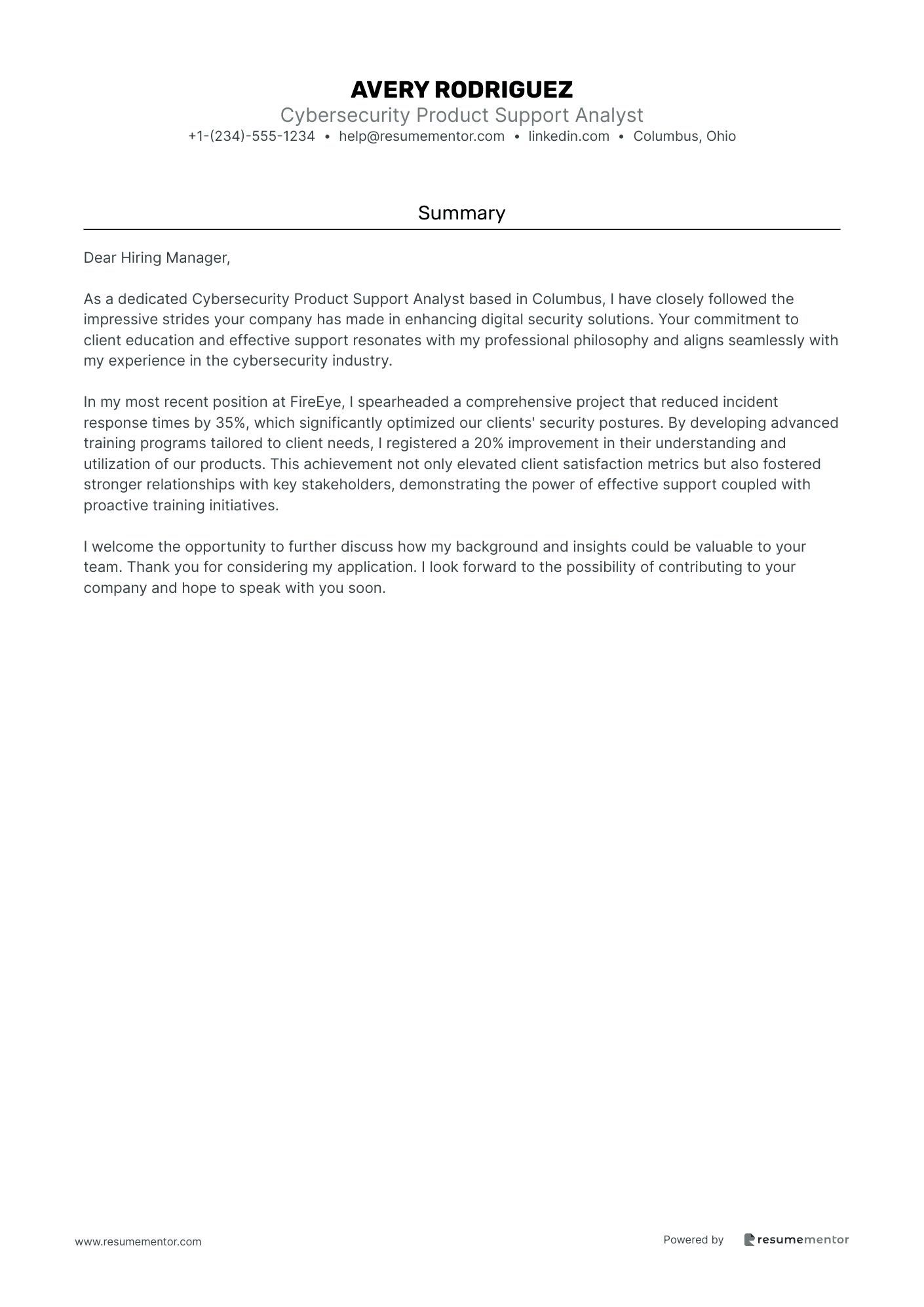 Cybersecurity Product Support Analyst