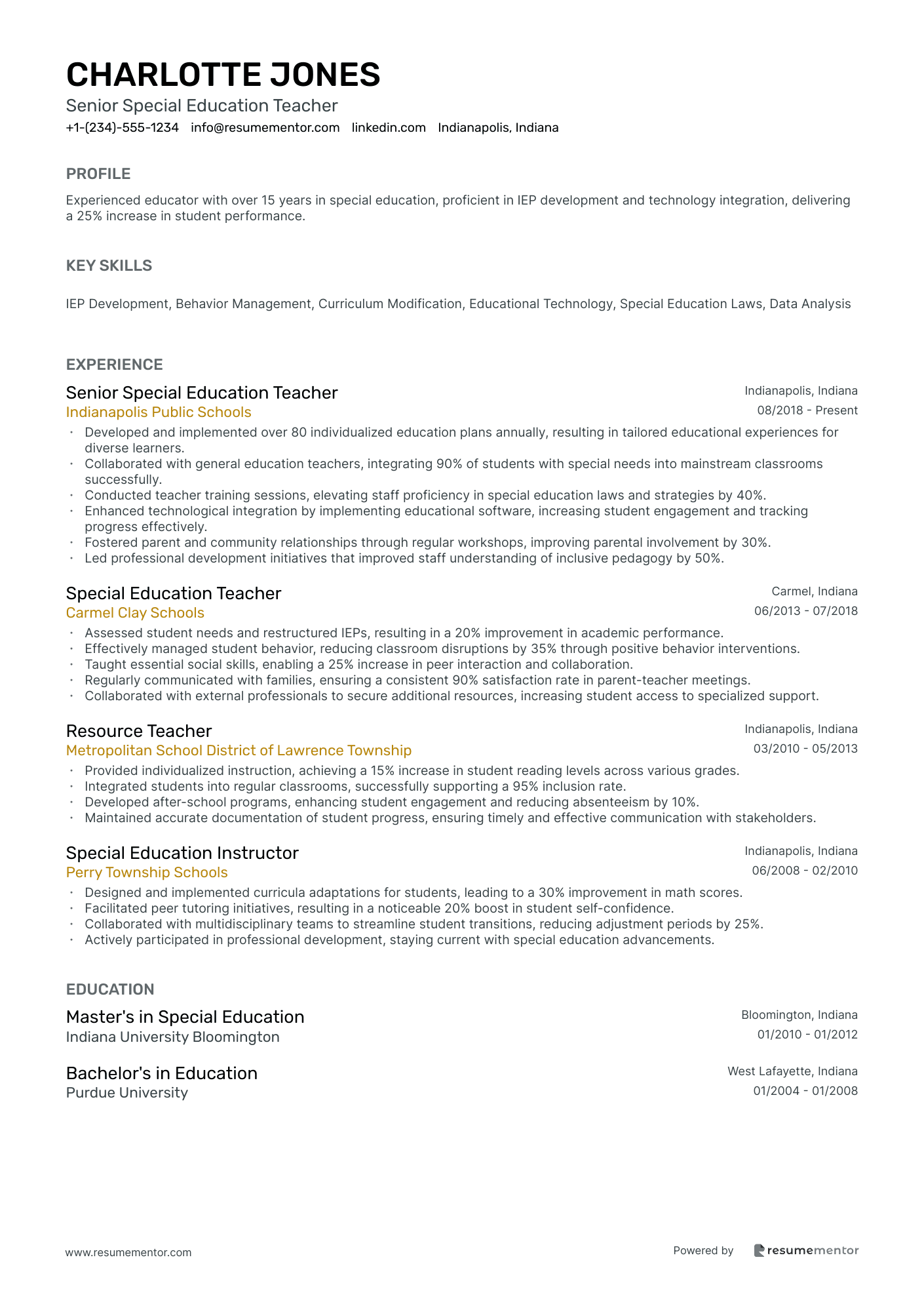 Senior Special Education Teacher
