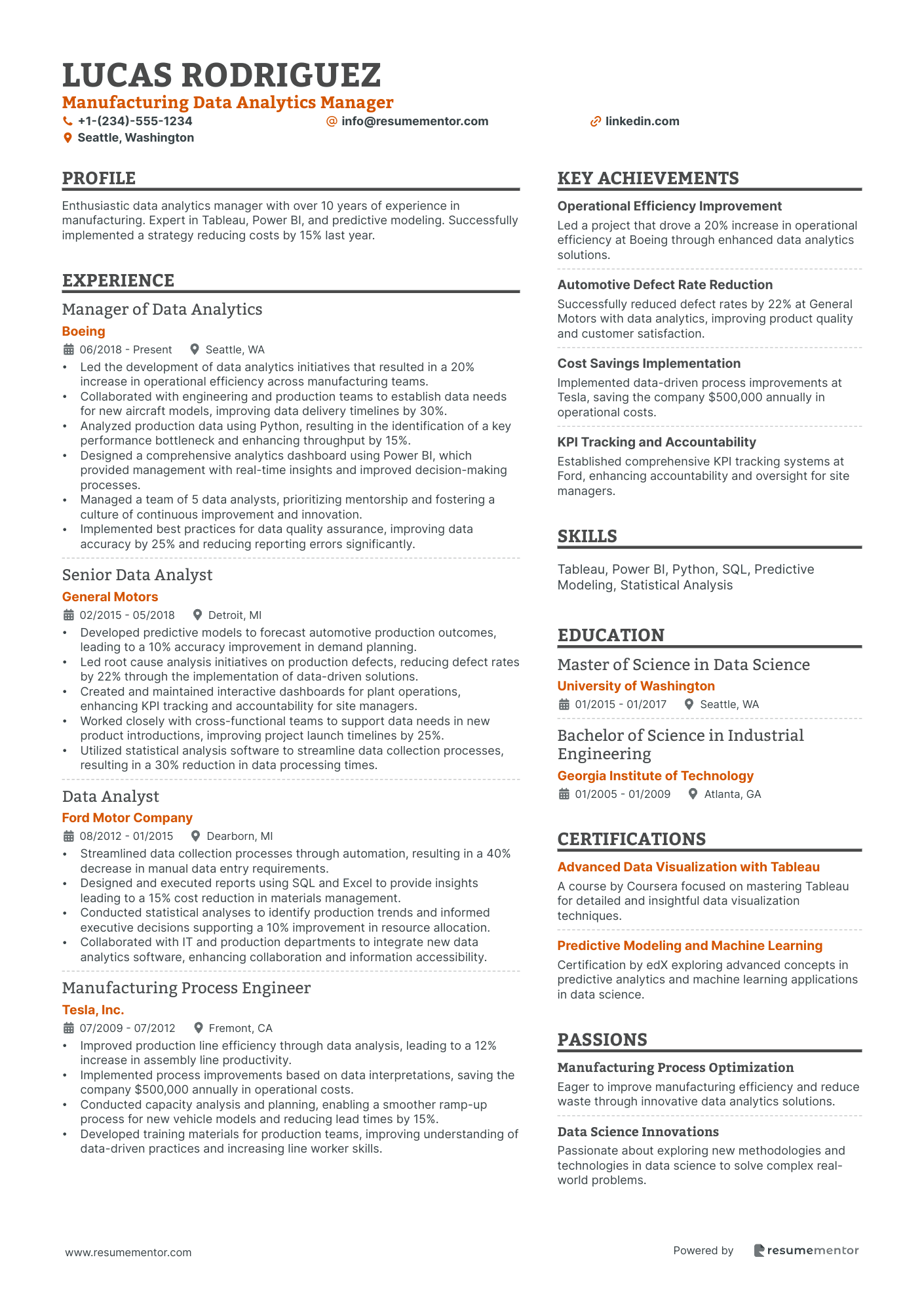Manufacturing Data Analytics Manager