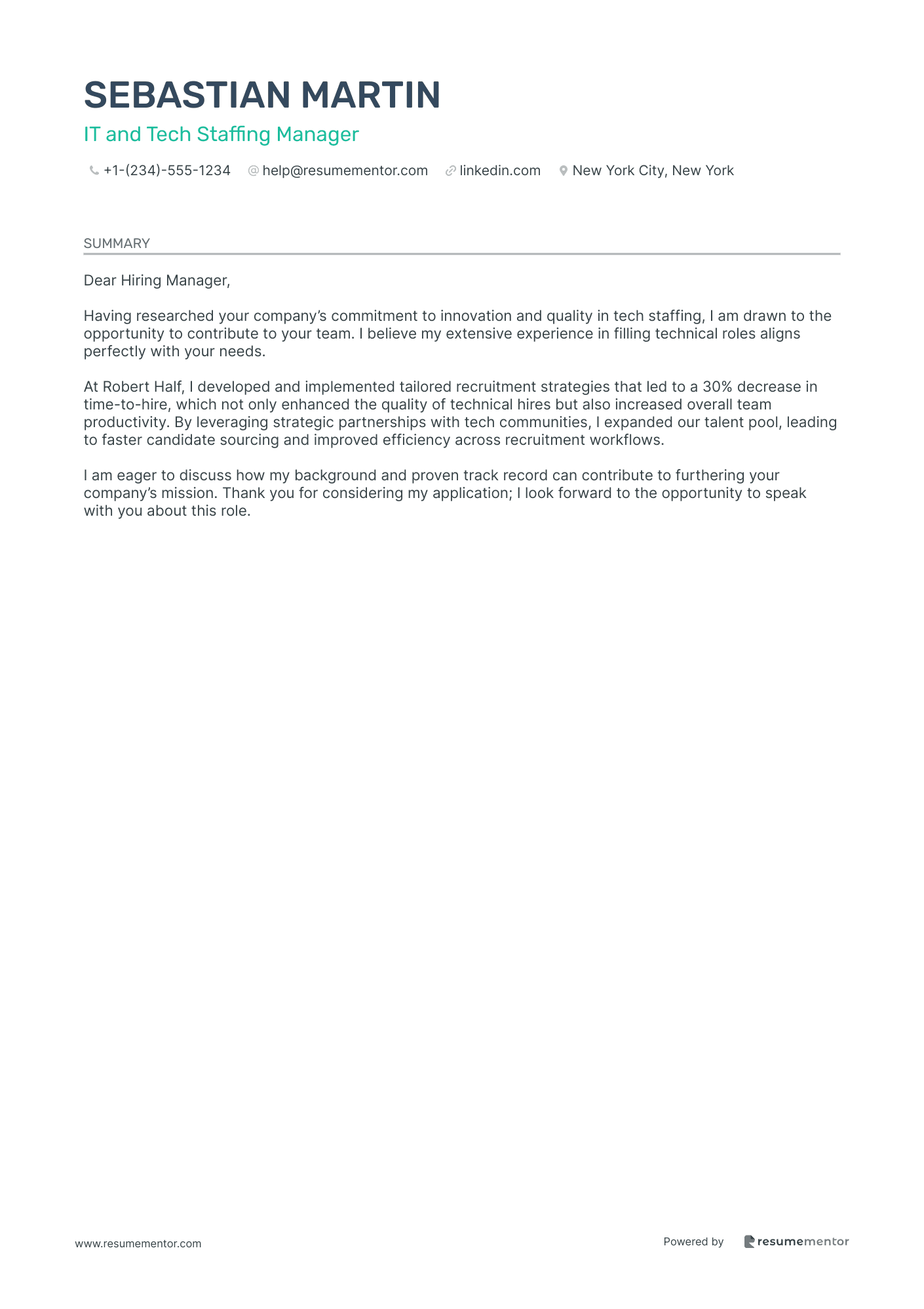 IT and Tech Staffing Manager