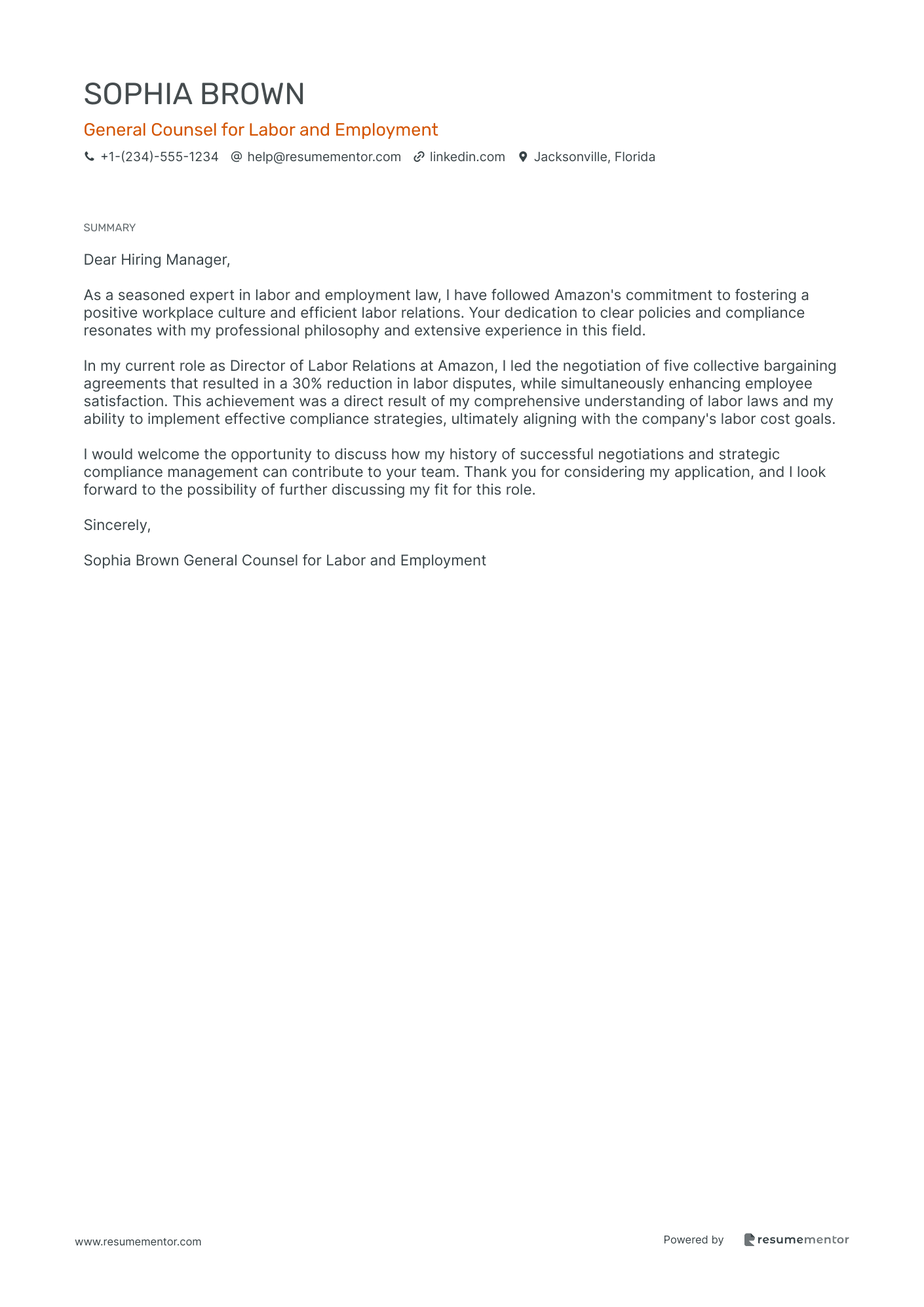 General Counsel for Labor and Employment