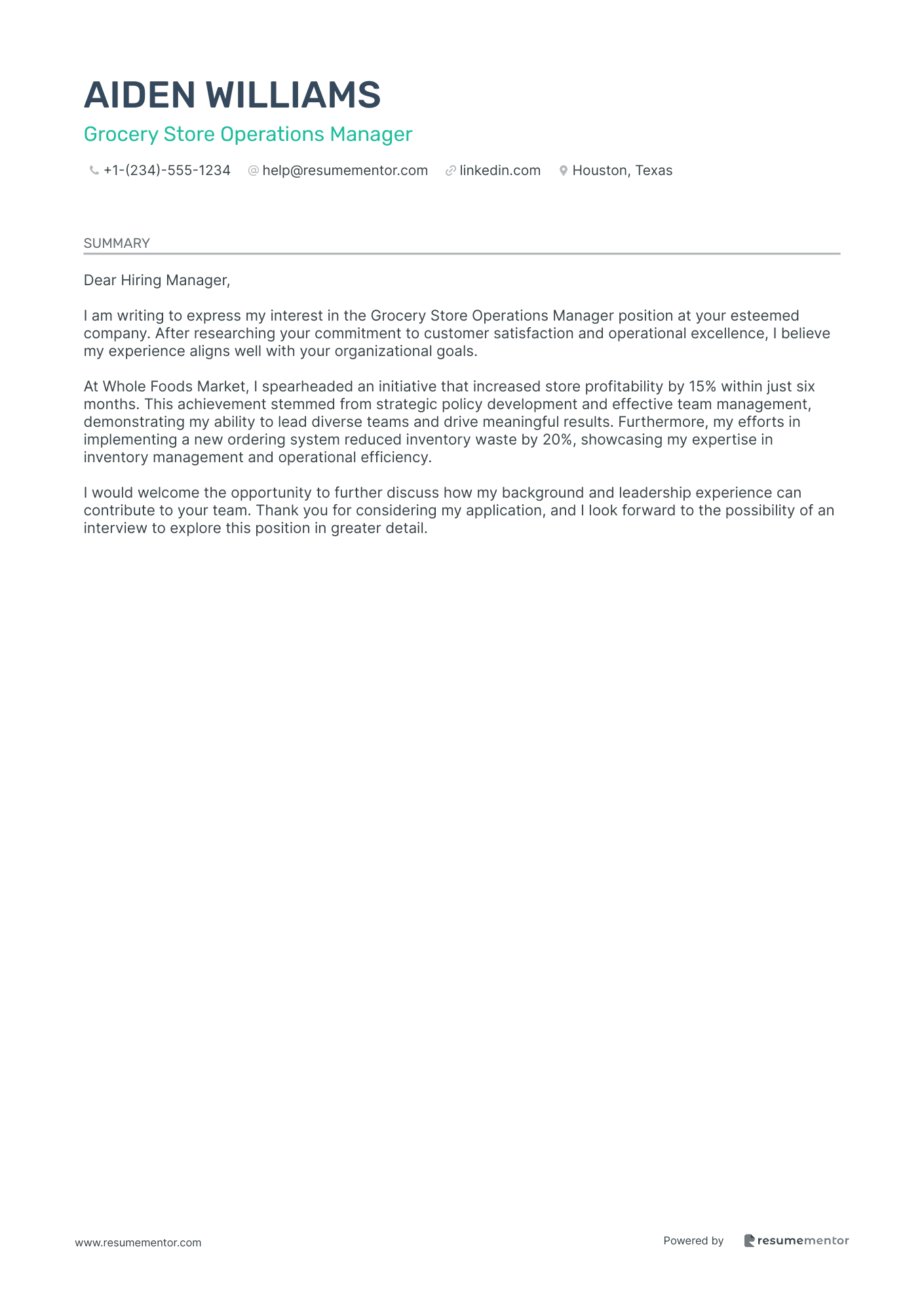 Grocery Store Operations Manager