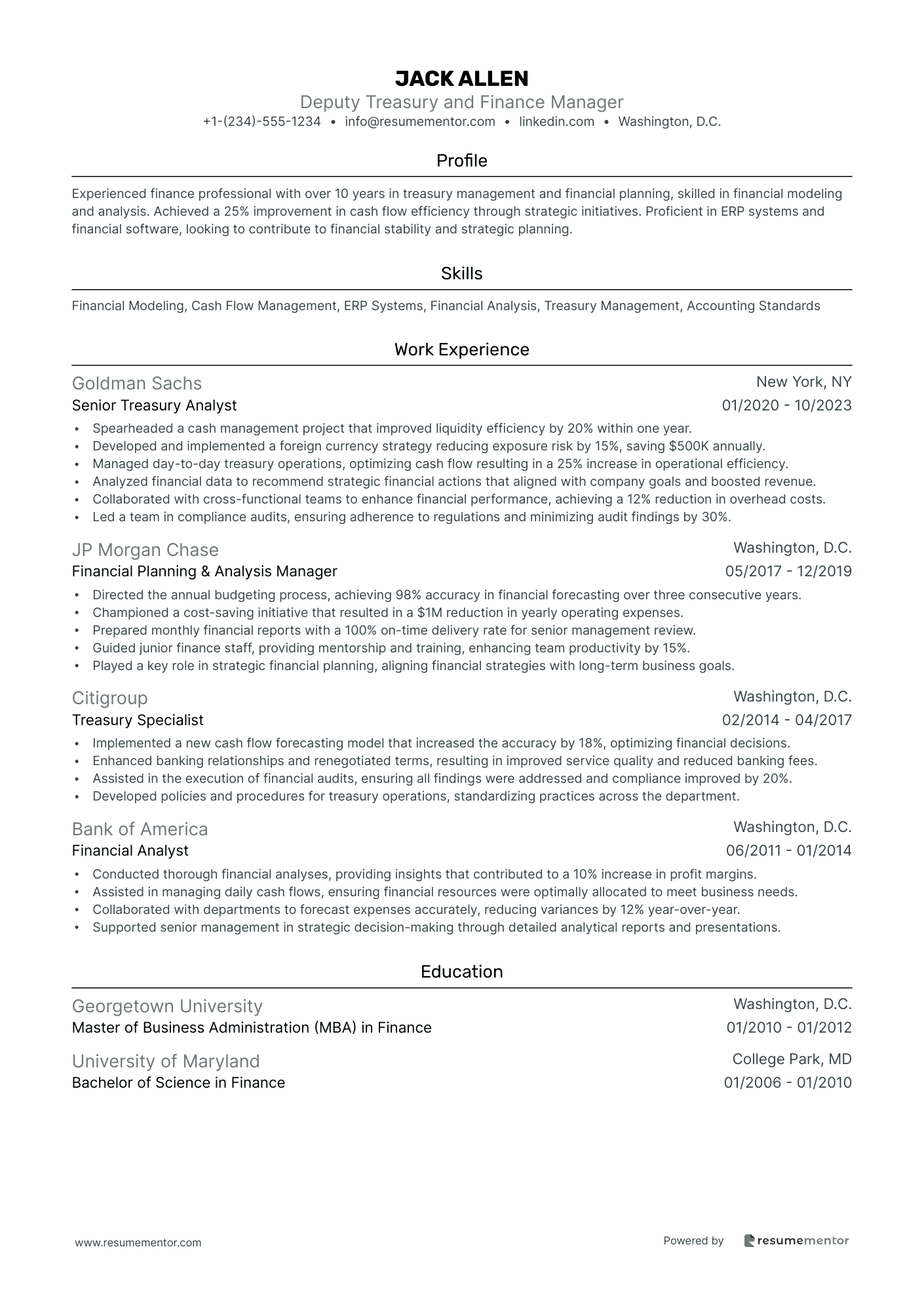 Deputy Treasury and Finance Manager