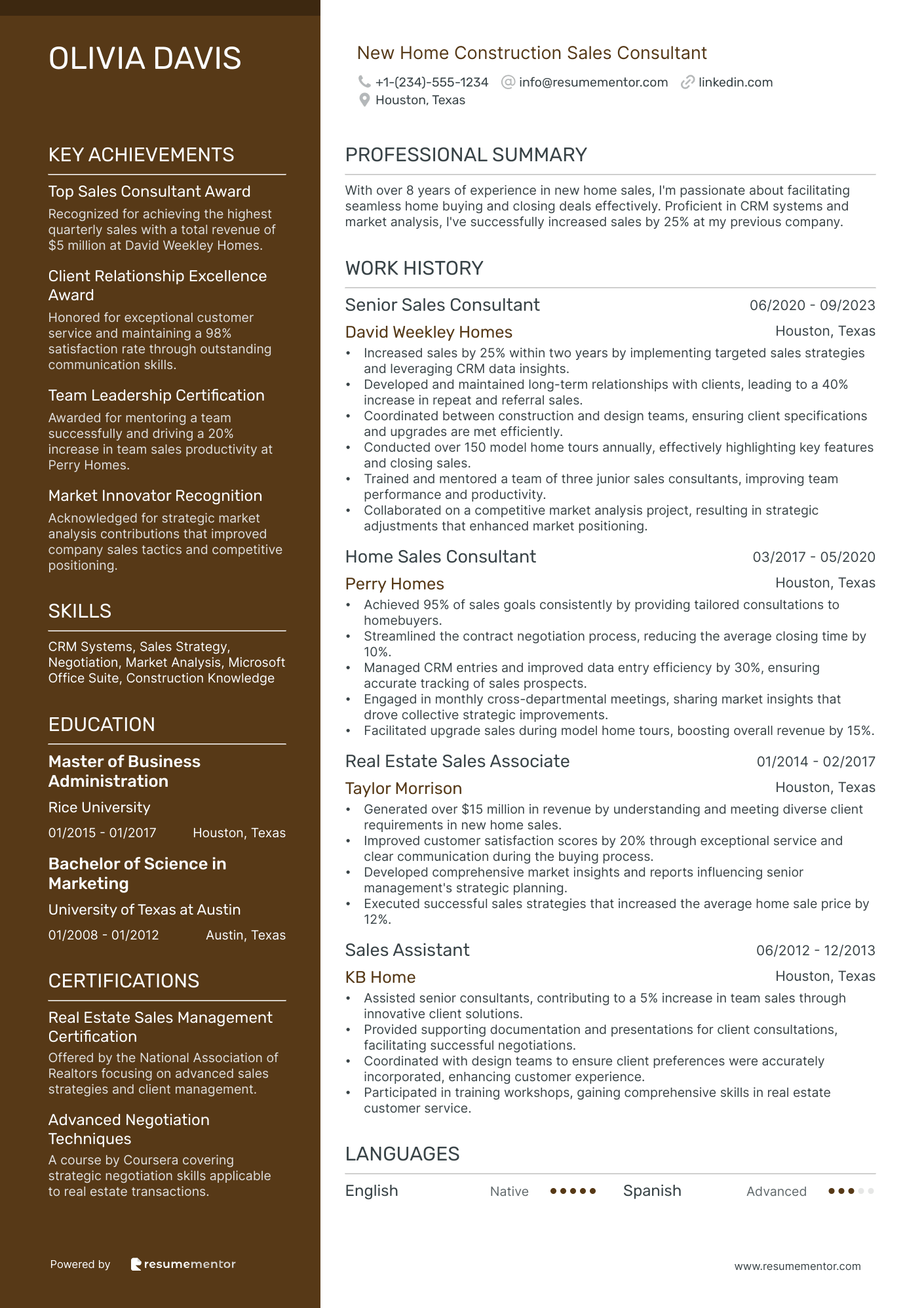 New Home Construction Sales Consultant