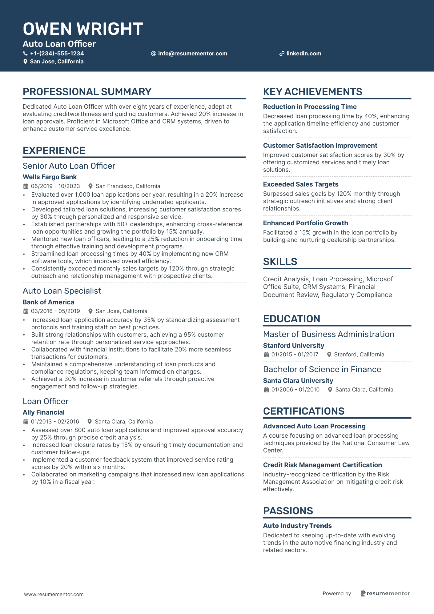 Auto Loan Officer