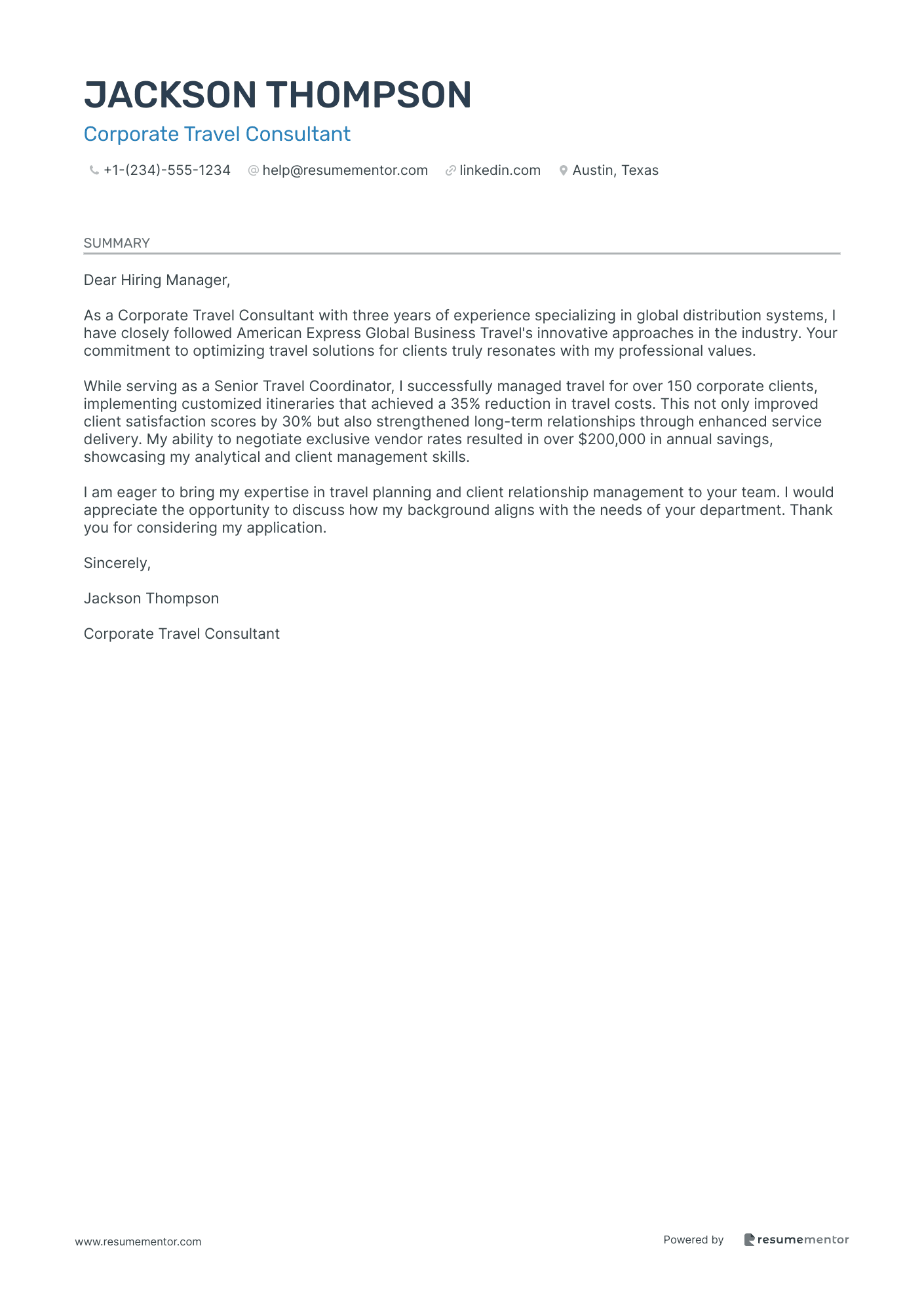 Corporate Travel Consultant