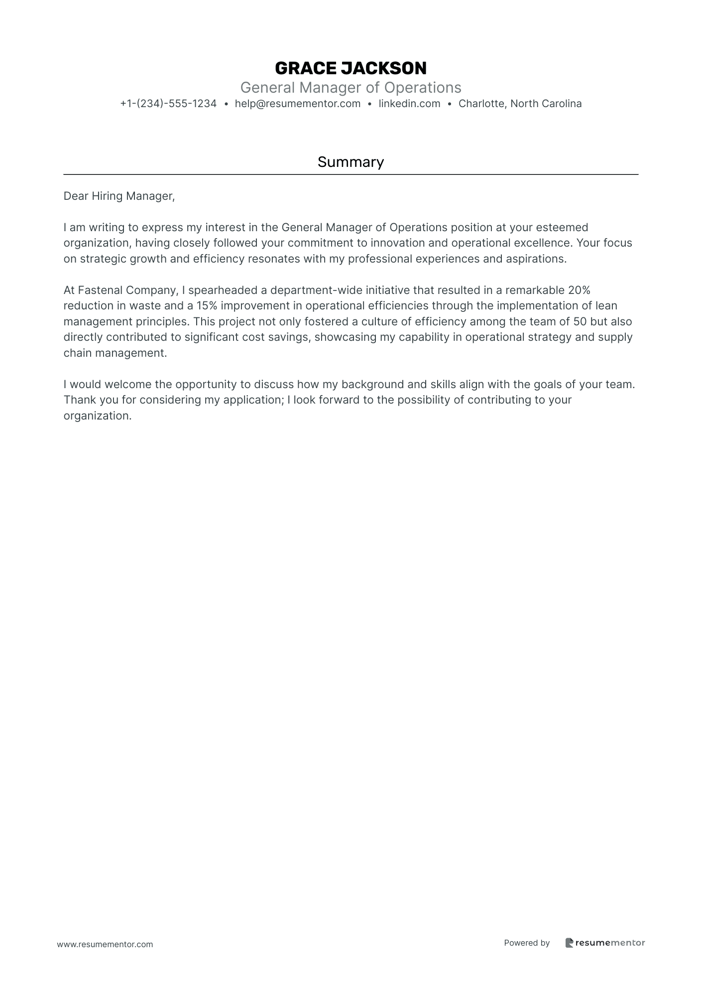 General Manager of Operations
