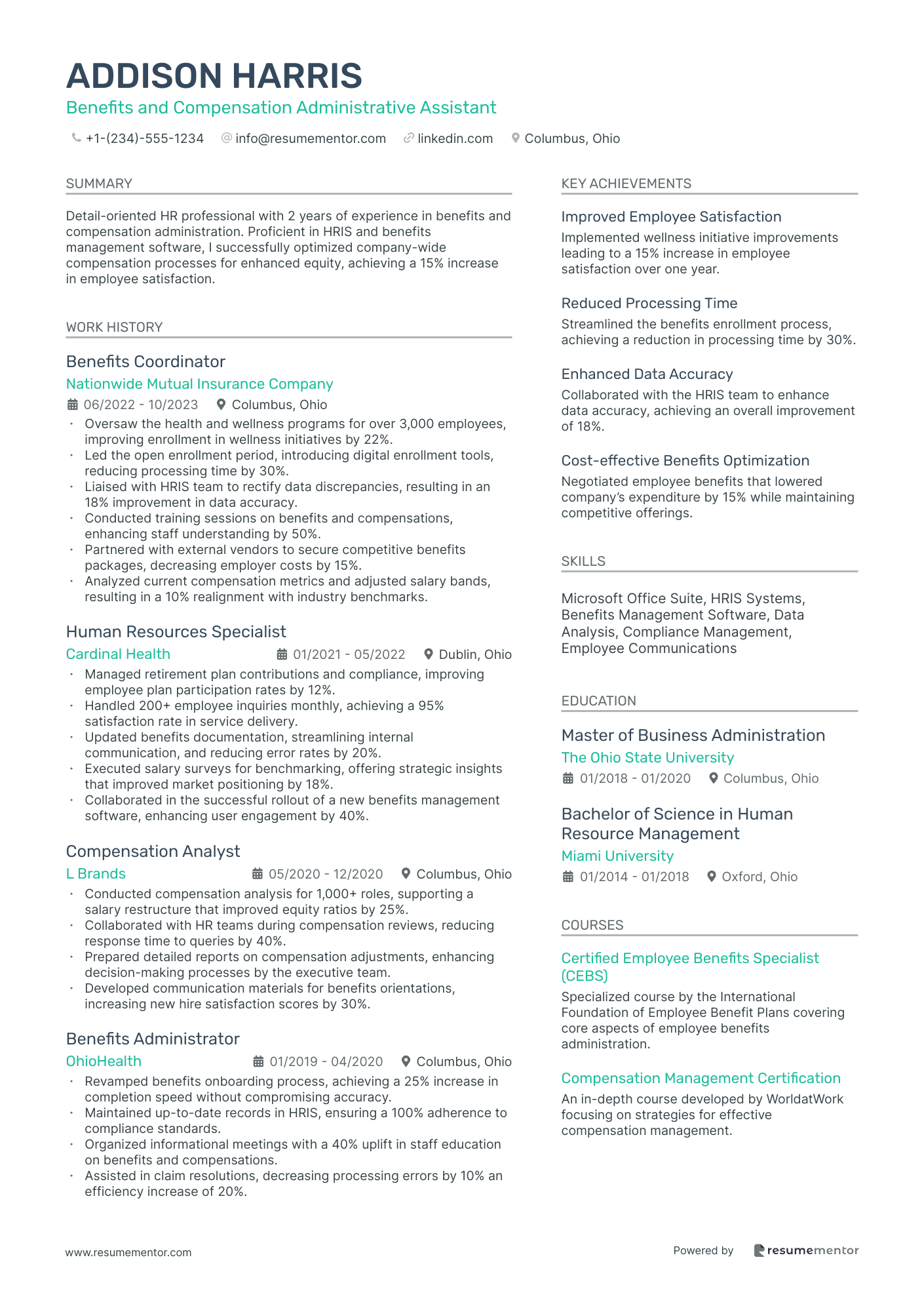 Benefits and Compensation Administrative Assistant