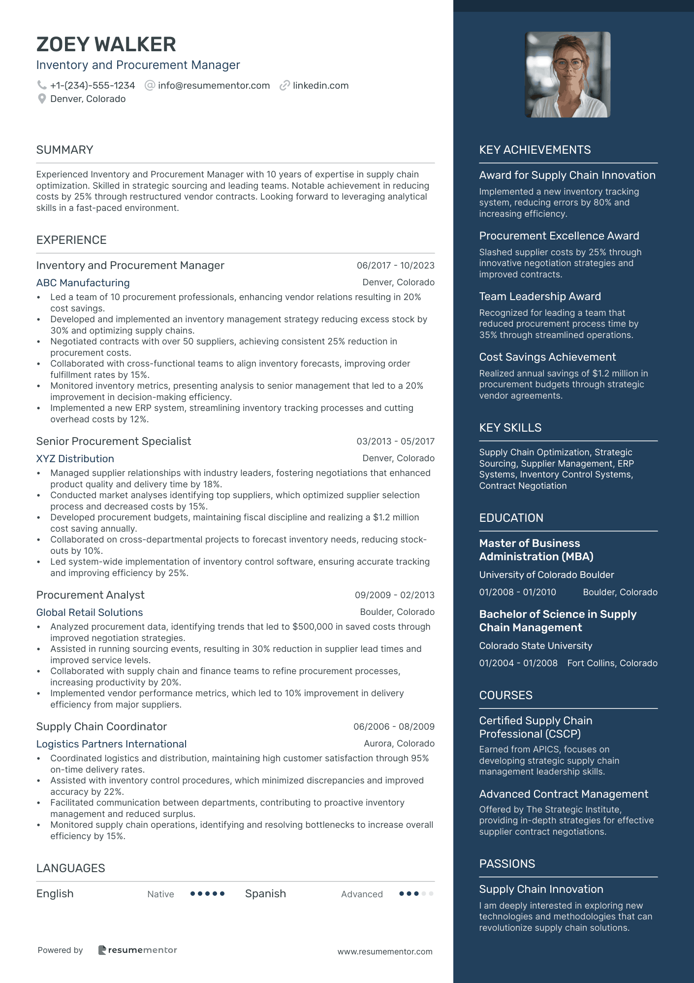 Inventory and Procurement Manager