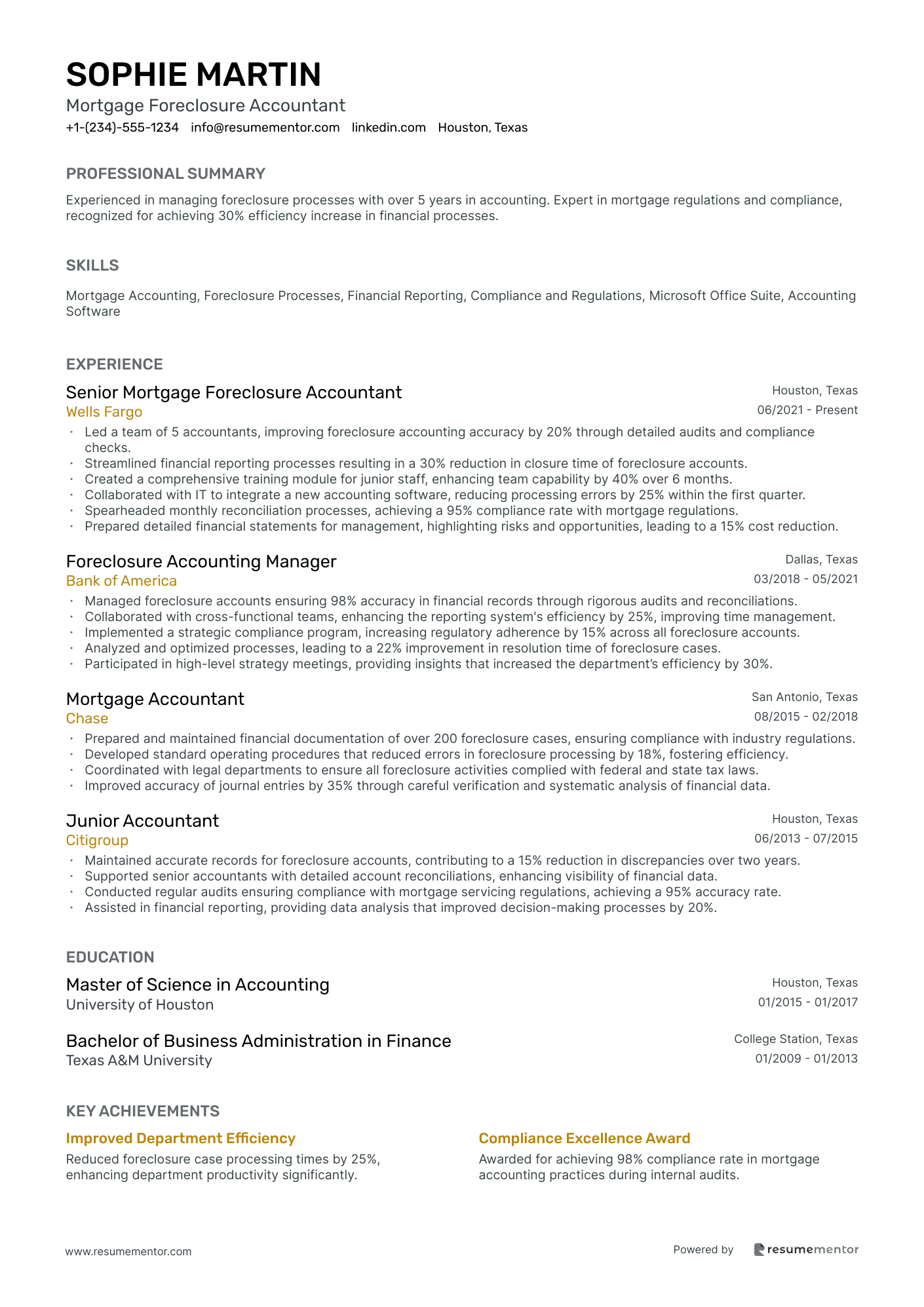 Mortgage Foreclosure Accountant