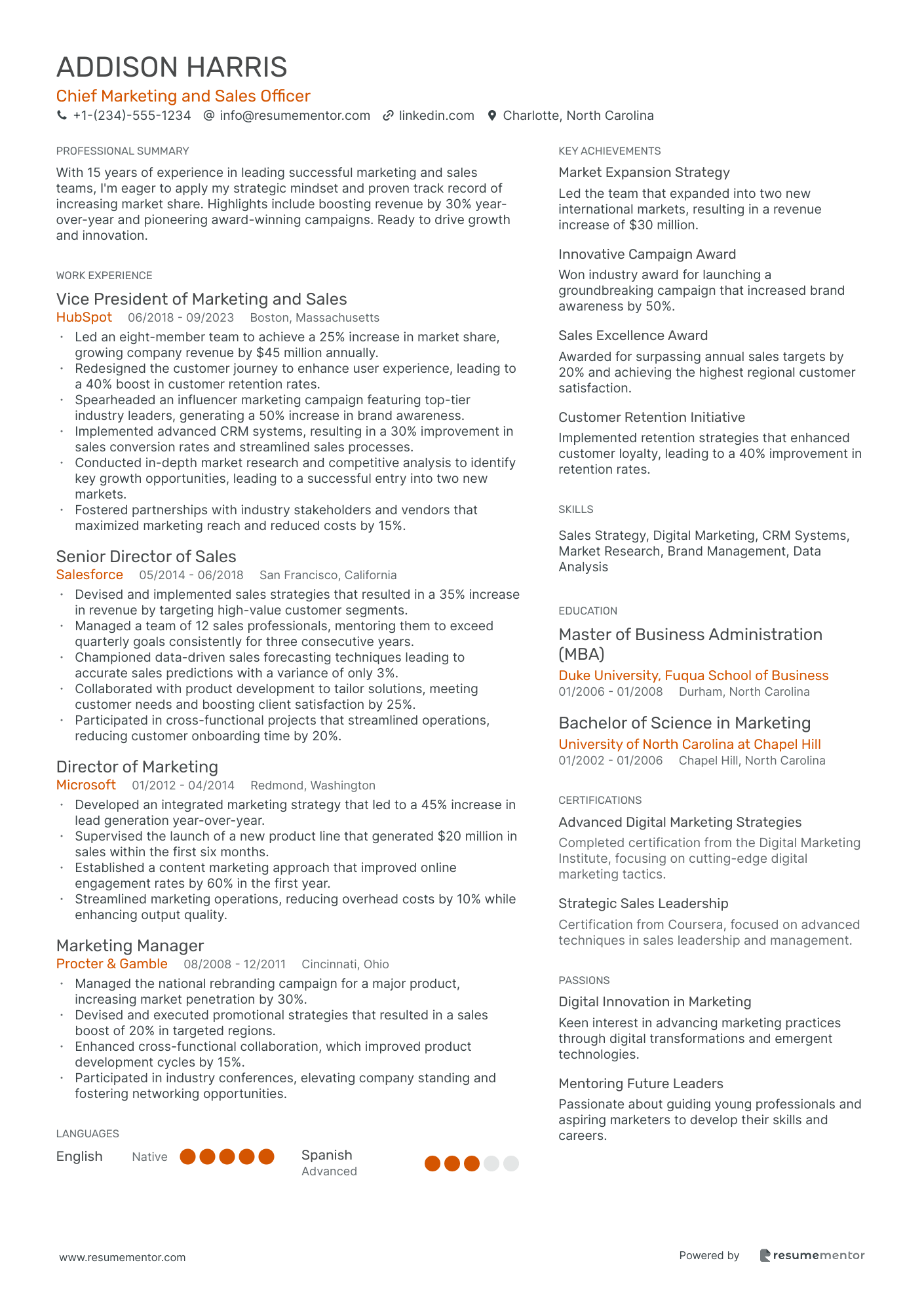 Chief Marketing and Sales Officer
