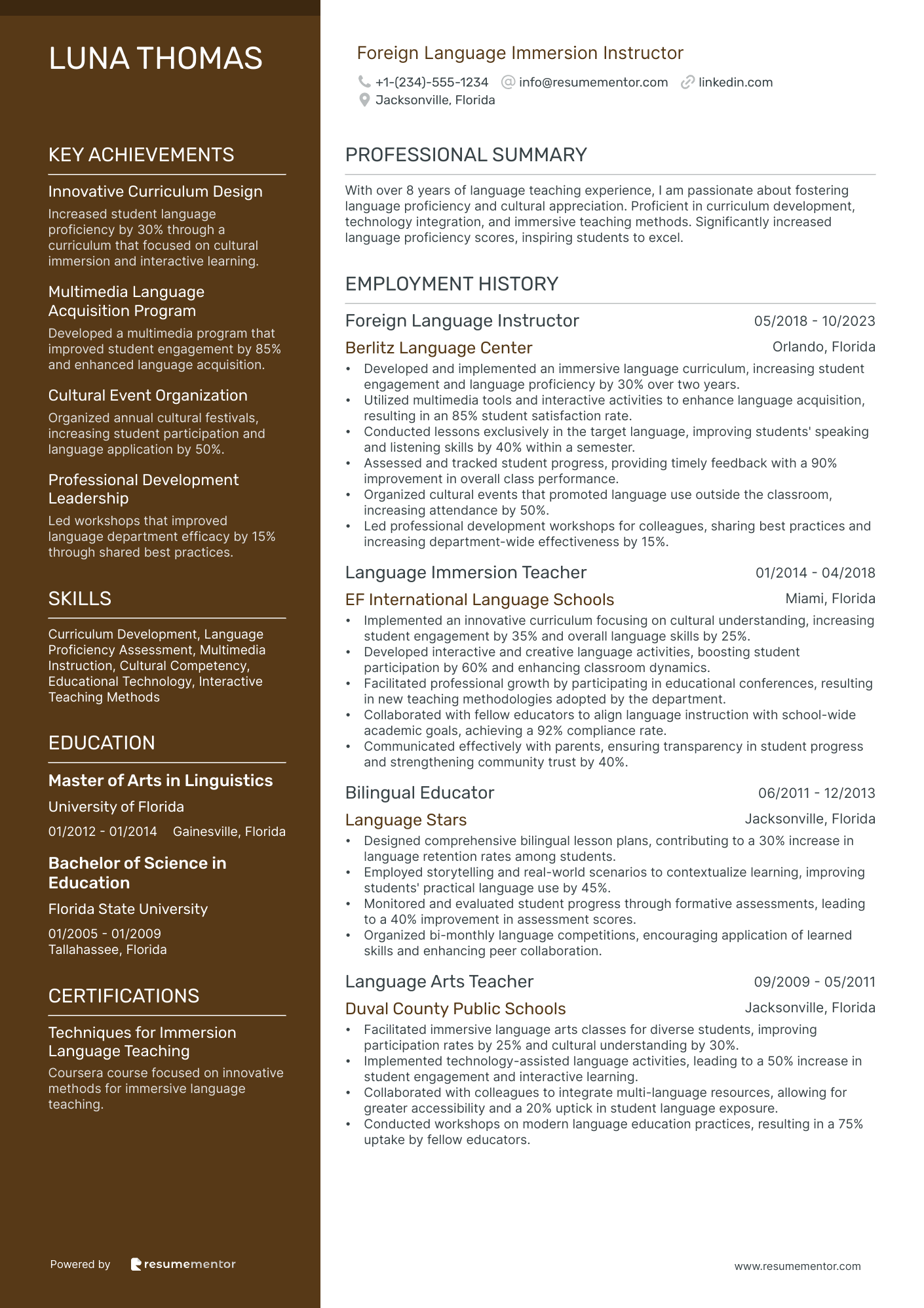Foreign Language Immersion Instructor
