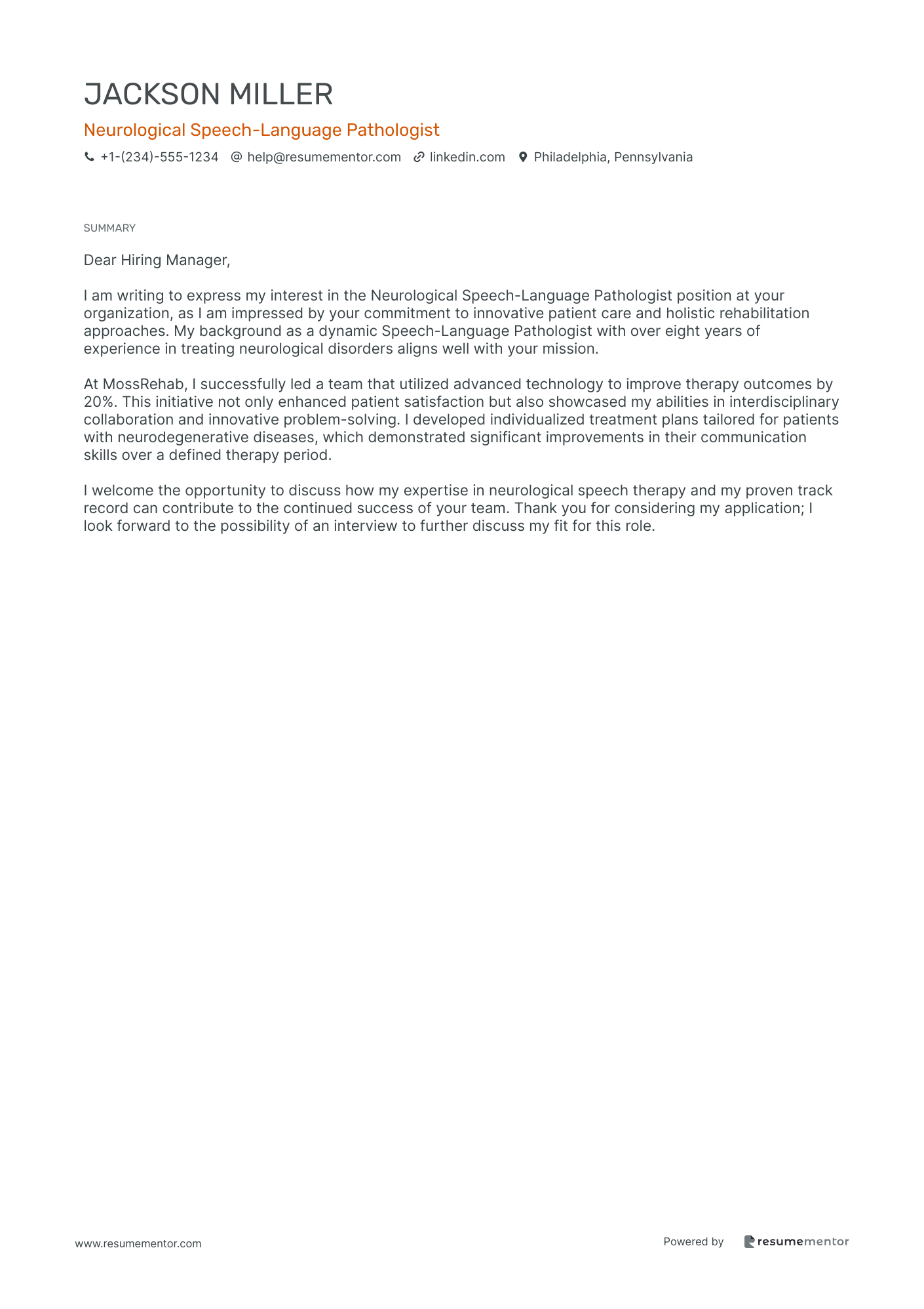 Neurological Speech Language Pathologist