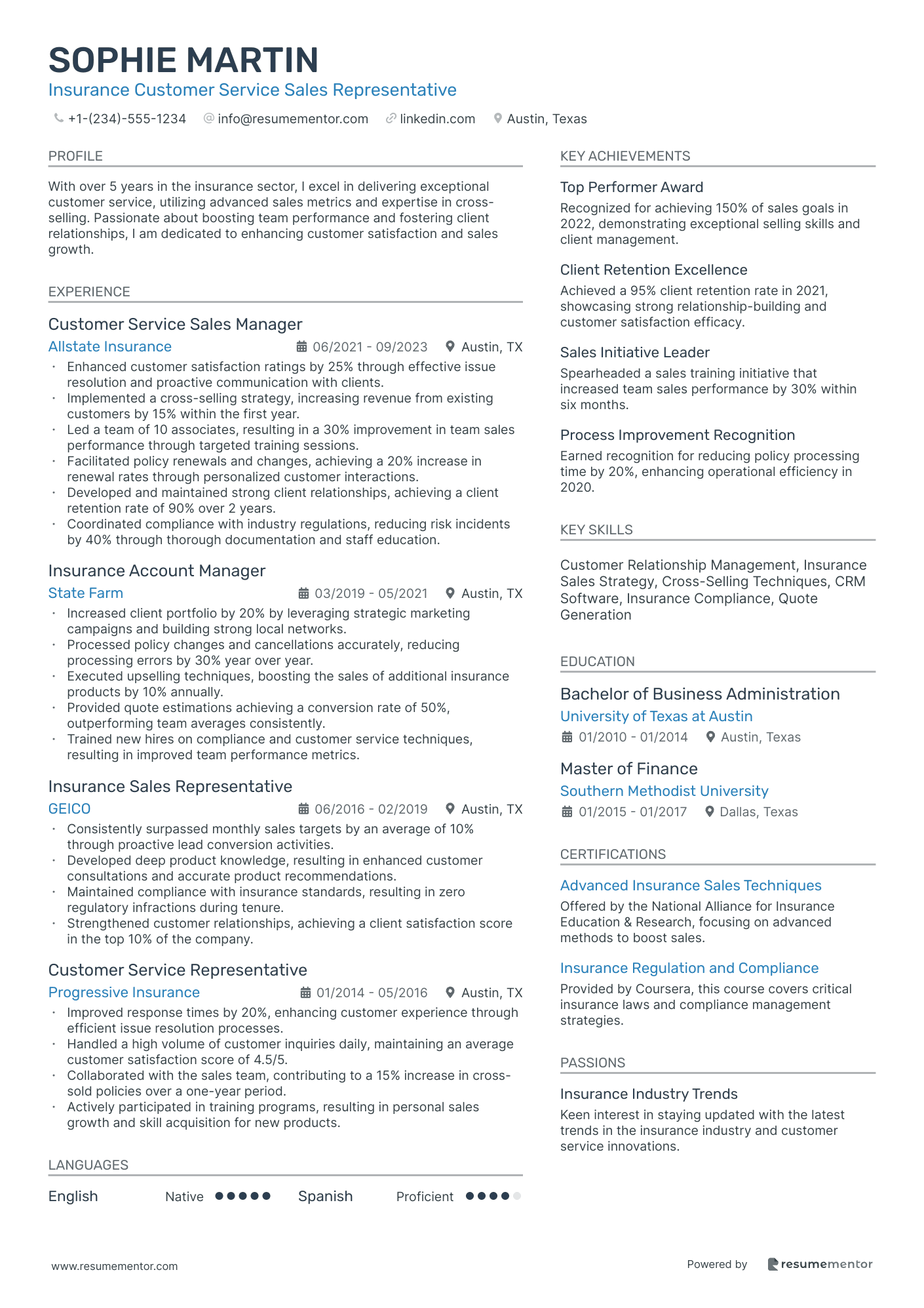 Insurance Customer Service Sales Representative
