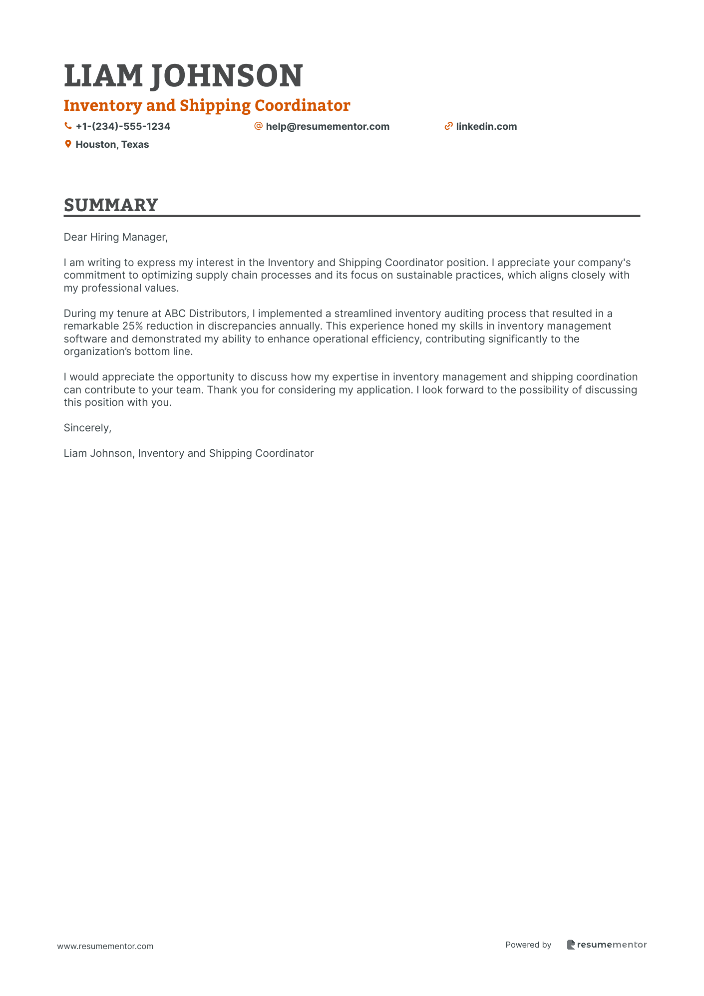 Inventory and Shipping Coordinator