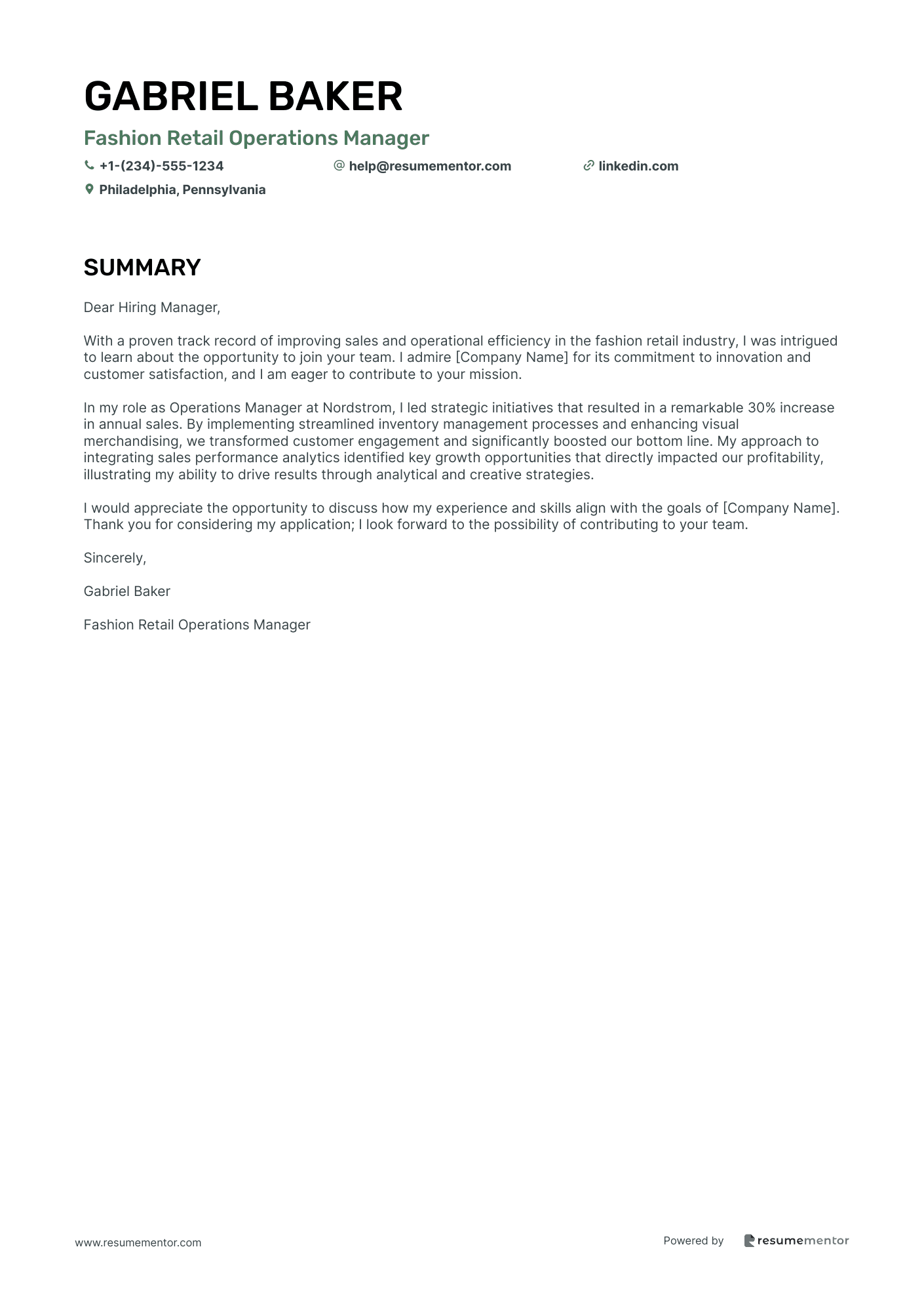 Fashion Retail Operations Manager
